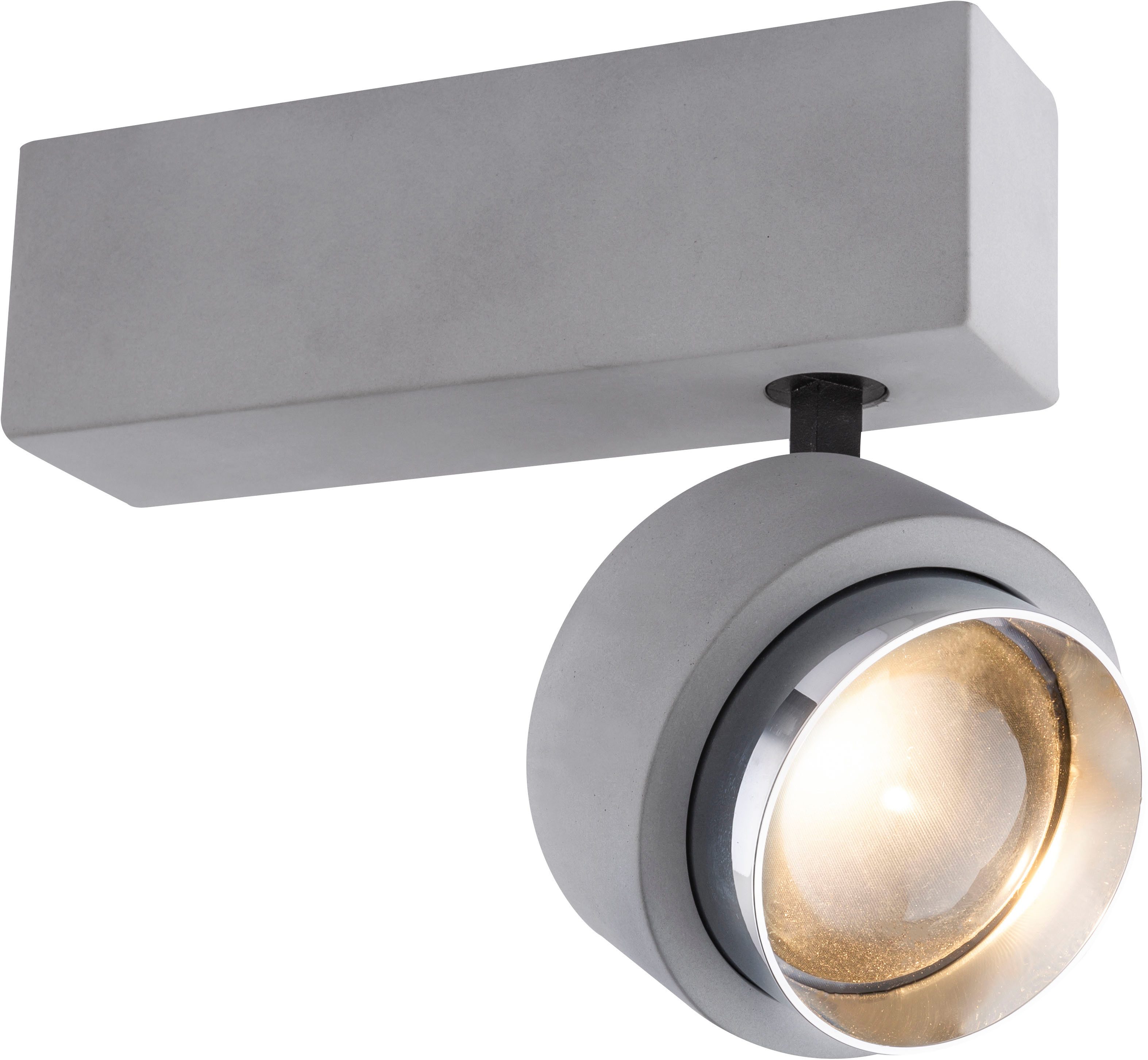 GLOBO LIGHTING Deckenleuchte TIMO, LED fest integriert, Warmweiß, Beton-Deckenleuchte dreh- und schwenkbar, inkl. Dekorglas LED 10W