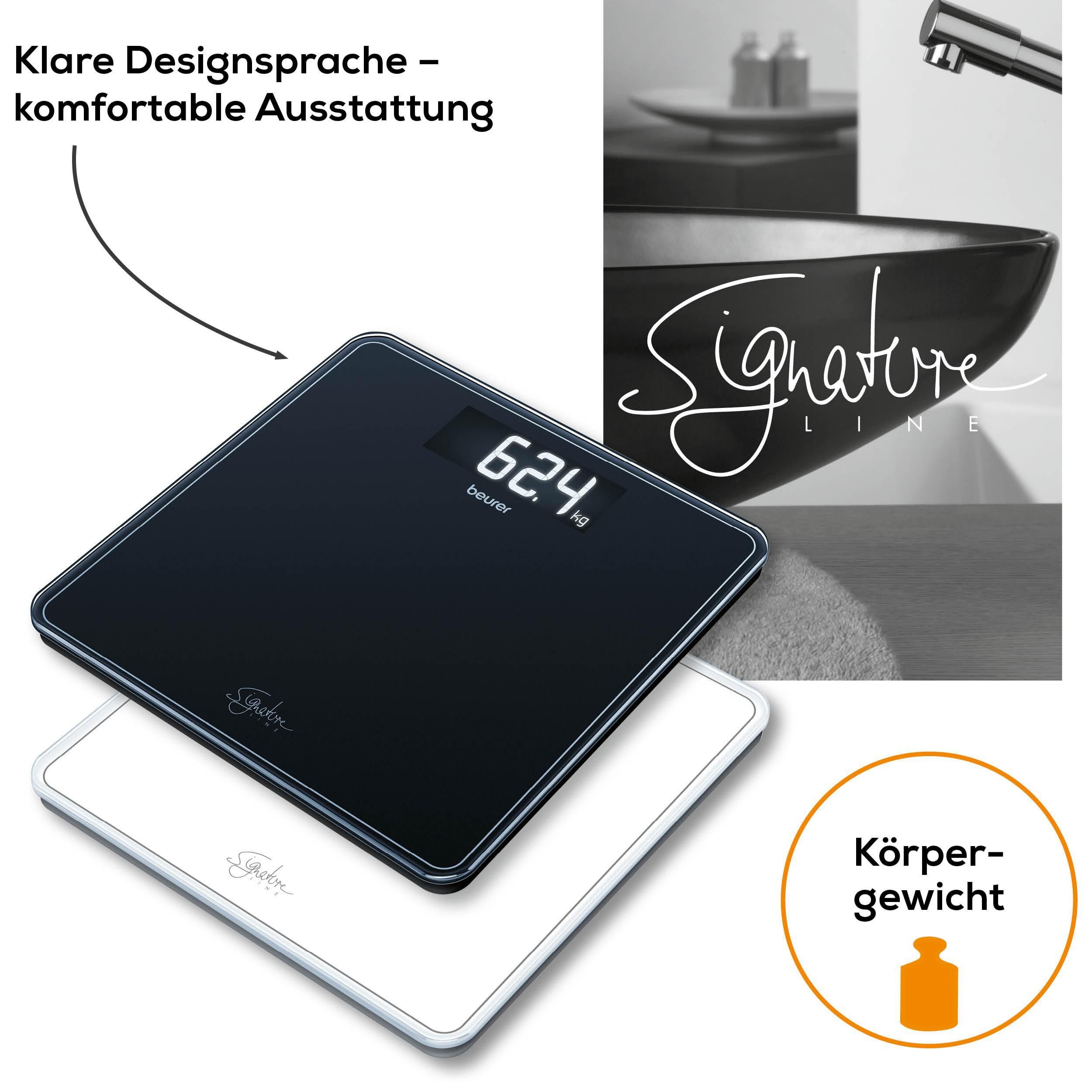 BEURER Personenwaage GS 400, große Trittfläche mit 8 mm weißem Sicherheitsglas, XL-Display, Tragkraft bis 200 kg und praktische Einschaltautomatik