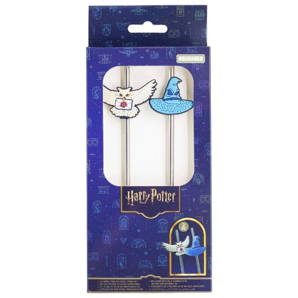 Harry Potter Trinkhalme Strohhalm Trinkhalm aus Edelstahl 2er Set für Kinder und Erwachsene, (2-tlg)