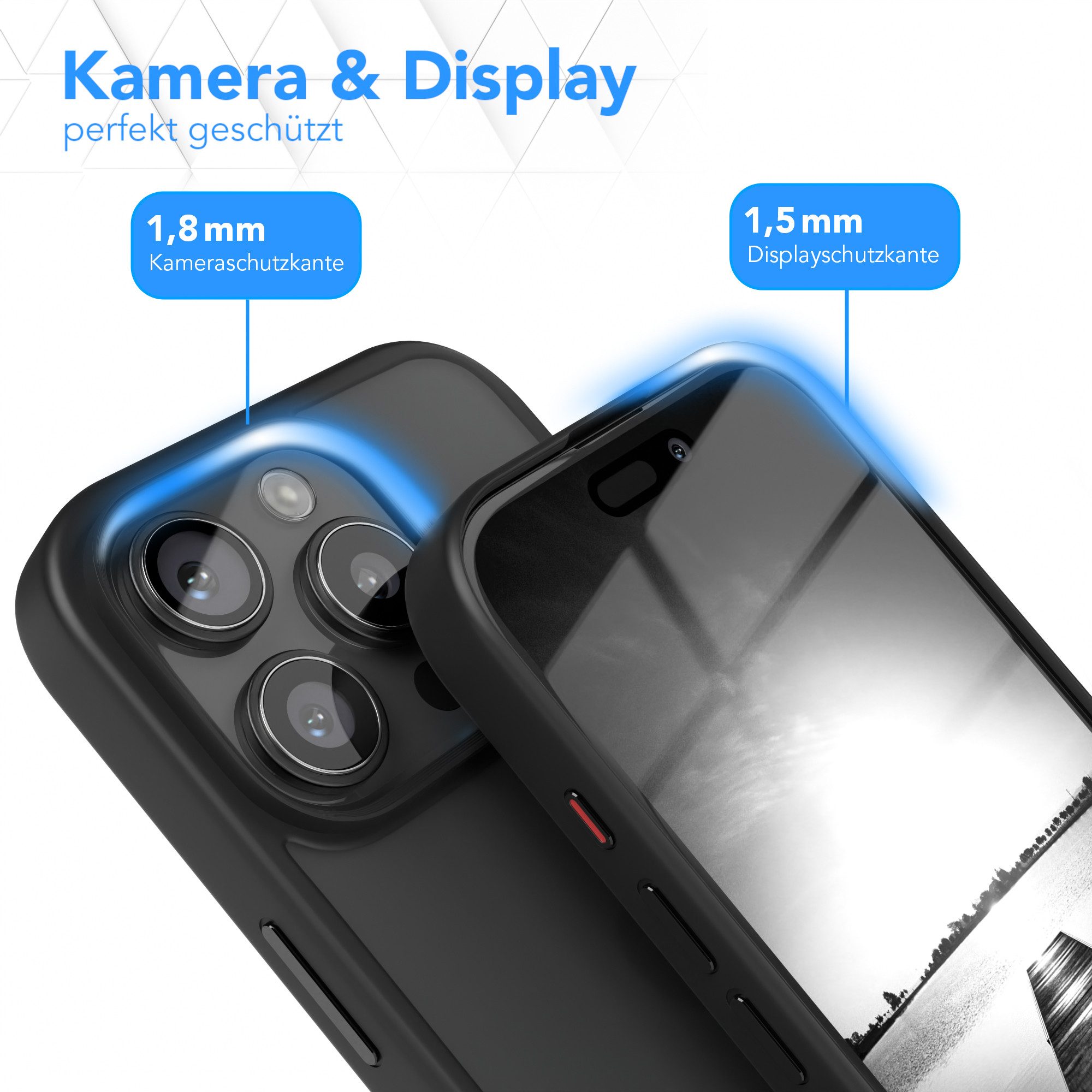 EAZY CASE Handyhülle Outdoor Case für Apple iPhone 16 Pro 6,3 Zoll, Hülle Outdoor kratzfest Schutzhülle mit Kameraschutz Robust Schwarz