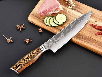 Muxel Kochmesser »Hochwertiges Chefkoch Küchen-Messer Carbon V10«, Hammerschlag Klinge