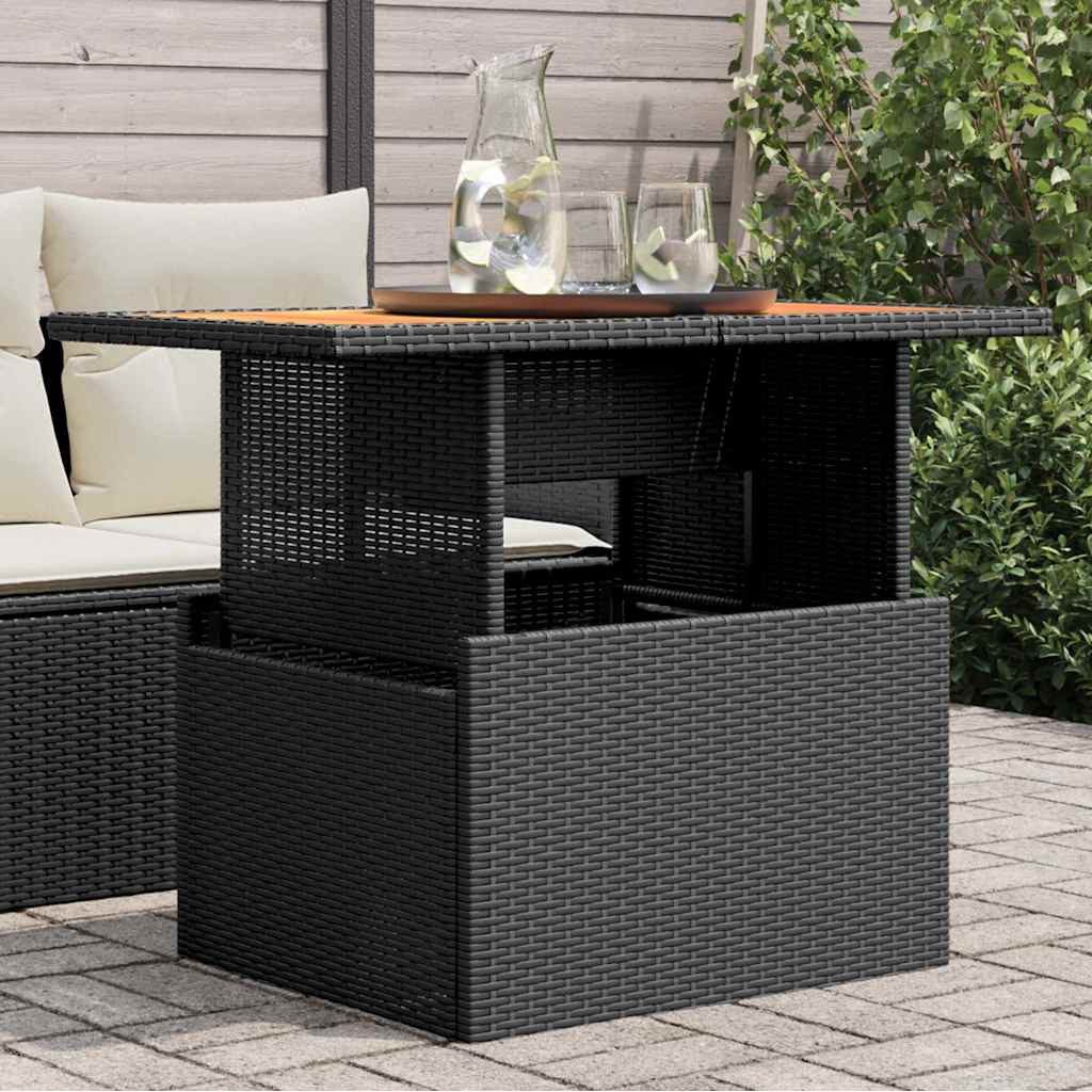 furnicato Gartentisch Echtholz 100 x 55 x 44/73 cm Schwarz (1-St), Höhenverstellbarer Outdoor-Tisch mit witterungsbeständigem Rahmen