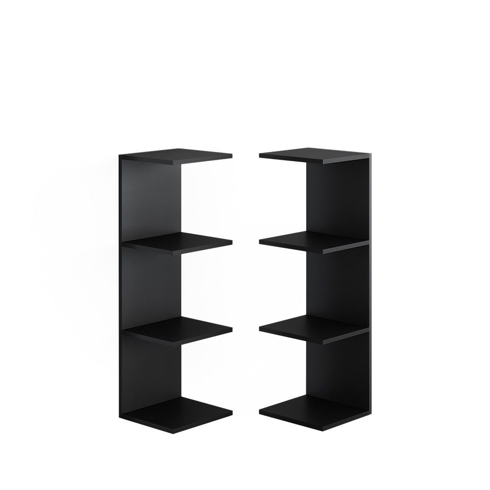 Vicco Bücherregal Paolo, Schwarz, 30 x 95 cm 2er Set, 2-tlg.