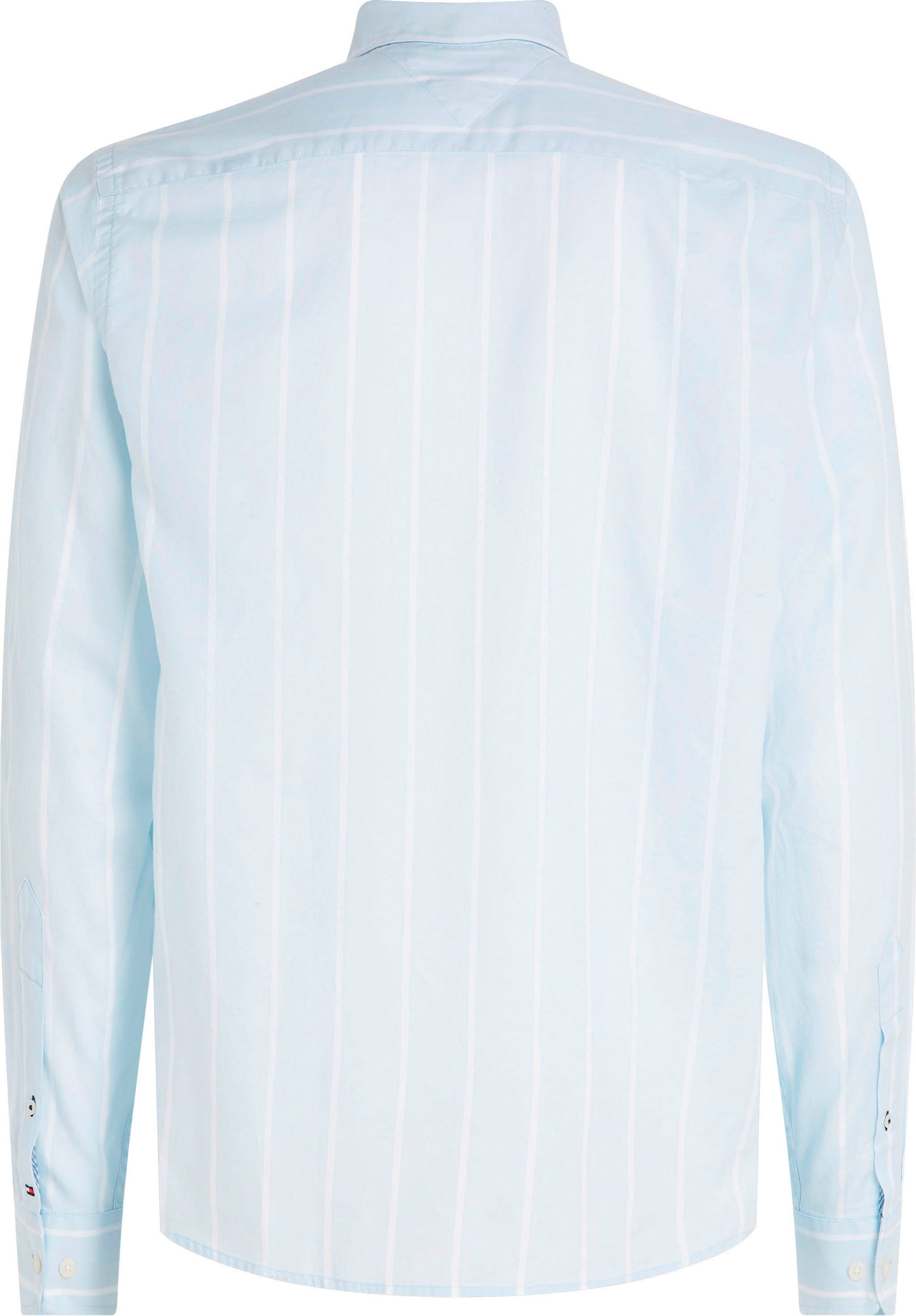 RF STRIPE Blue/Optic Hilfiger Langarmhemd OXFORD White Button-down-Kragen mit Tommy SHIRT Breezy