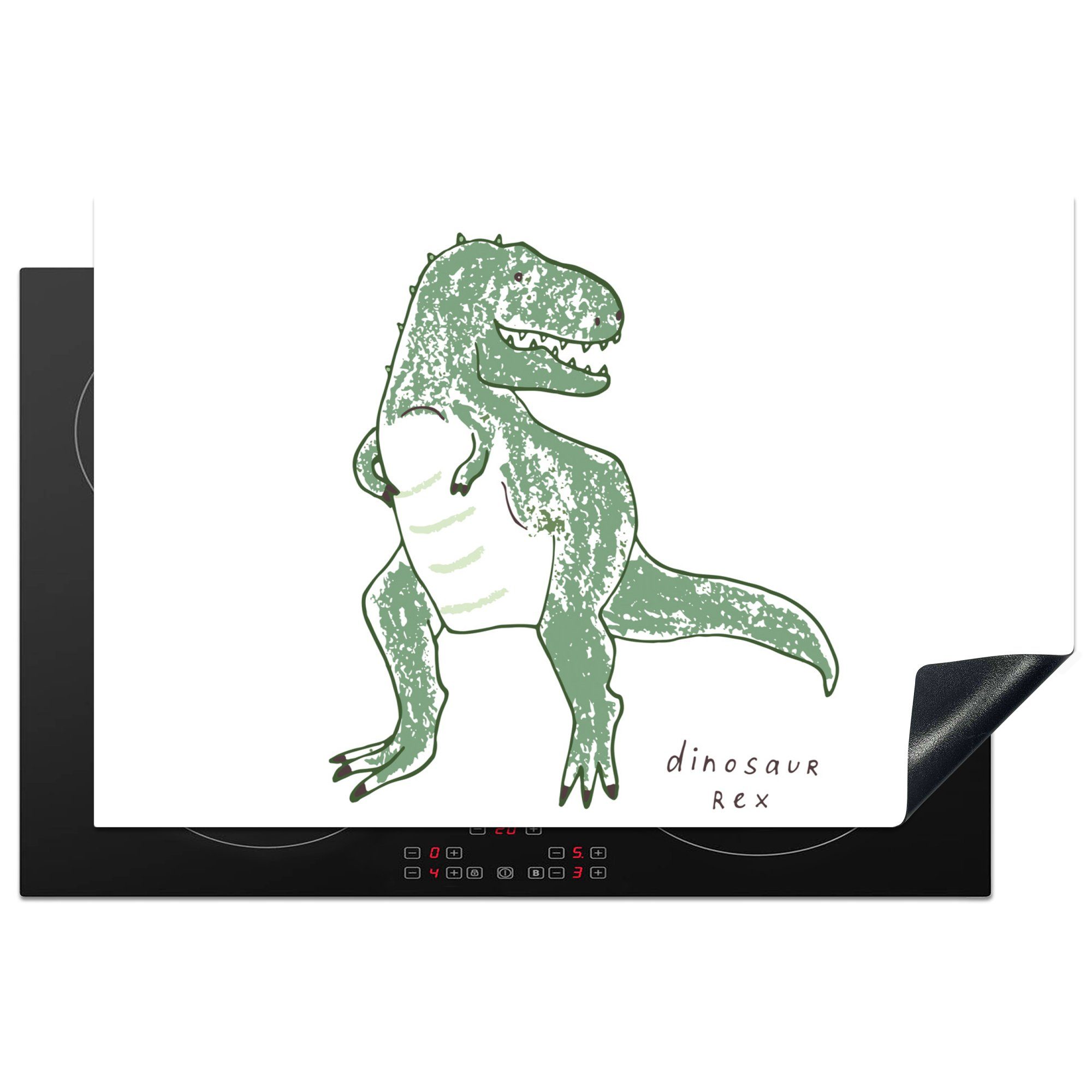 MuchoWow Herdblende-/Abdeckplatte Kinderzimmer - Dinosaurier - Tyrannosaurus Rex - Junge - Mädchen -, Vinyl, (1 tlg), 81x52 cm, Induktionskochfeld Schutz für die küche, Ceranfeldabdeckung