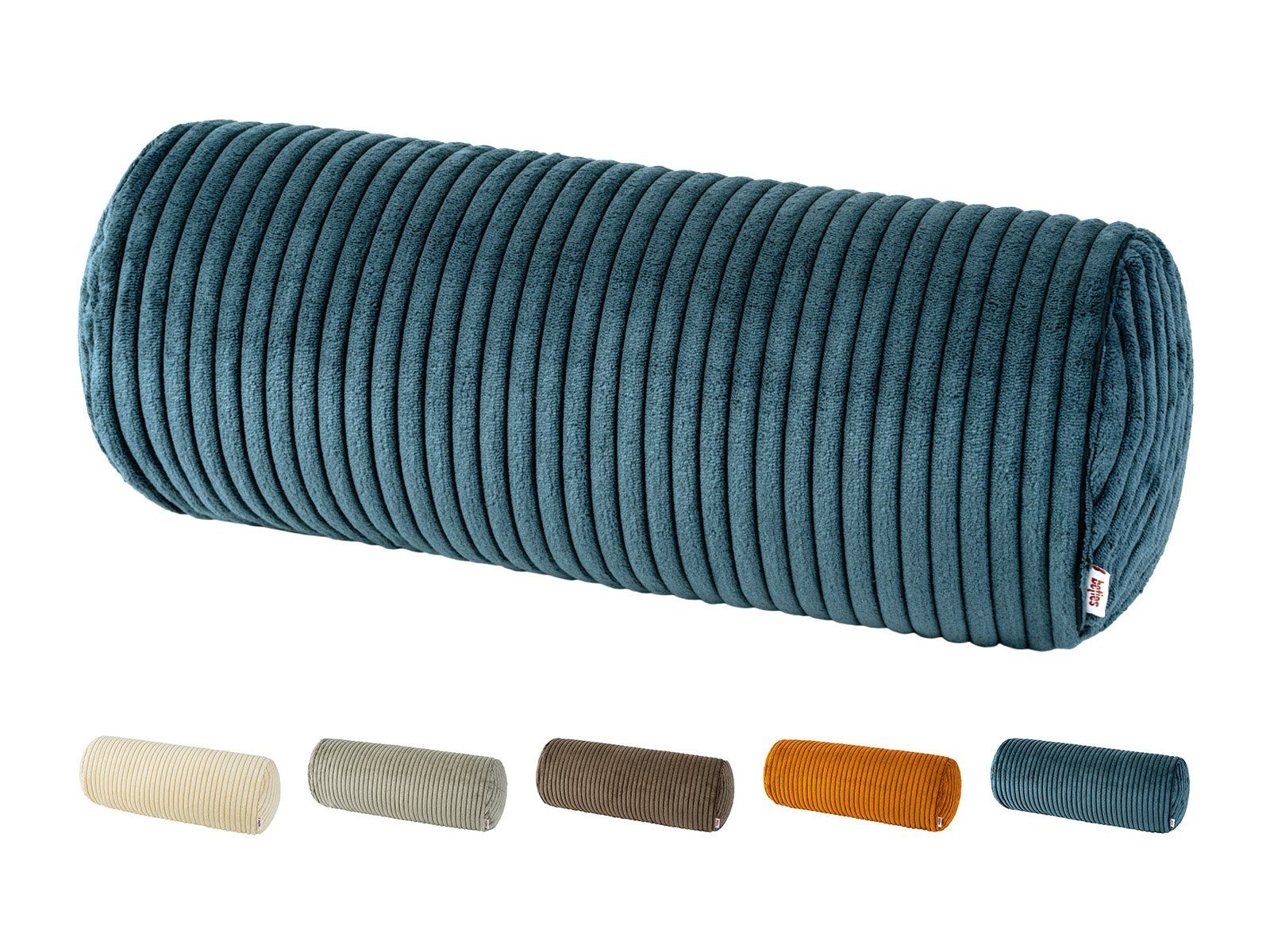 Nackenrollenbezug HYggelig No.2, beties (1 Stück), Block-Cord Nackenrollen-Bezug ca. 15x40 cm Hygge Style nord-blau