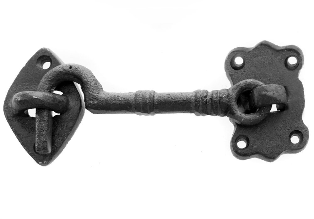 LB H&F Lilienburg Türriegel Türriegel Schlossriegel Türschlossriegel Türschloss Sperriegel, Antik, (Metall Gartendeko Verschluss Möbel Antik Riegel Sturmhaken Fallhaken Fensterhaken Torriegel Türbeschlag Torhaken Türhaken Nostalgie), für Tür Tor Metall Gusseisen Vintage Deko