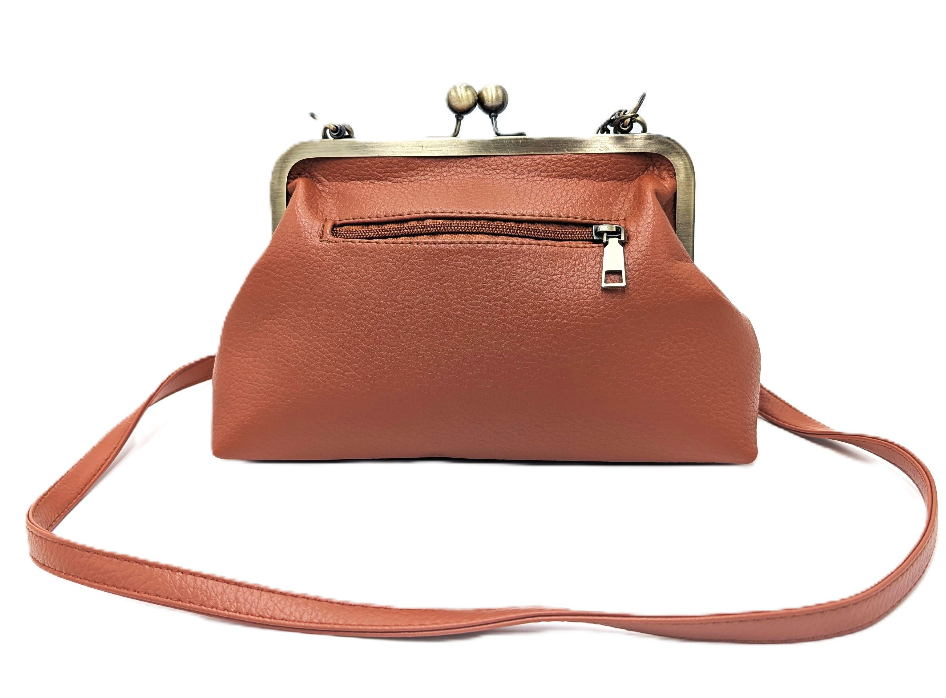 Mera Vellon Umhängetasche Damen Handtasche Novela, Umhängetasche aus veganem Leder und mit Clipverschluss – Bild 4 von 5