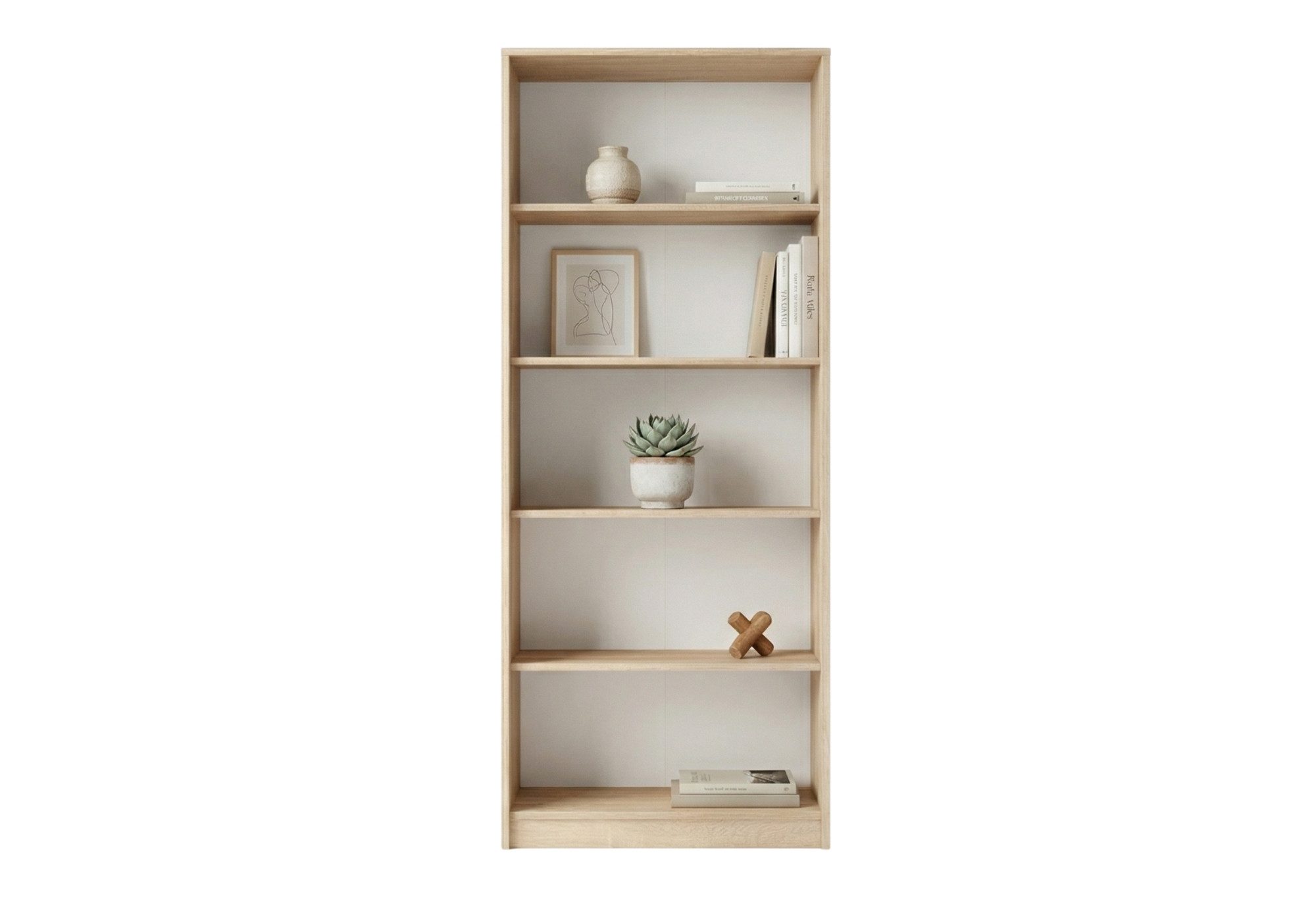 Home Collective Bücherregal mit 5 Ebenen Regal in matter Ausführung 74 cm breit, Standregal, in mattem Finish Aktenschrank, ideal für Schlafzimmer, Wohnzimmer, Flur, Regal 74 cm breit, Standregal mit 4 Einlegeböden sonoma