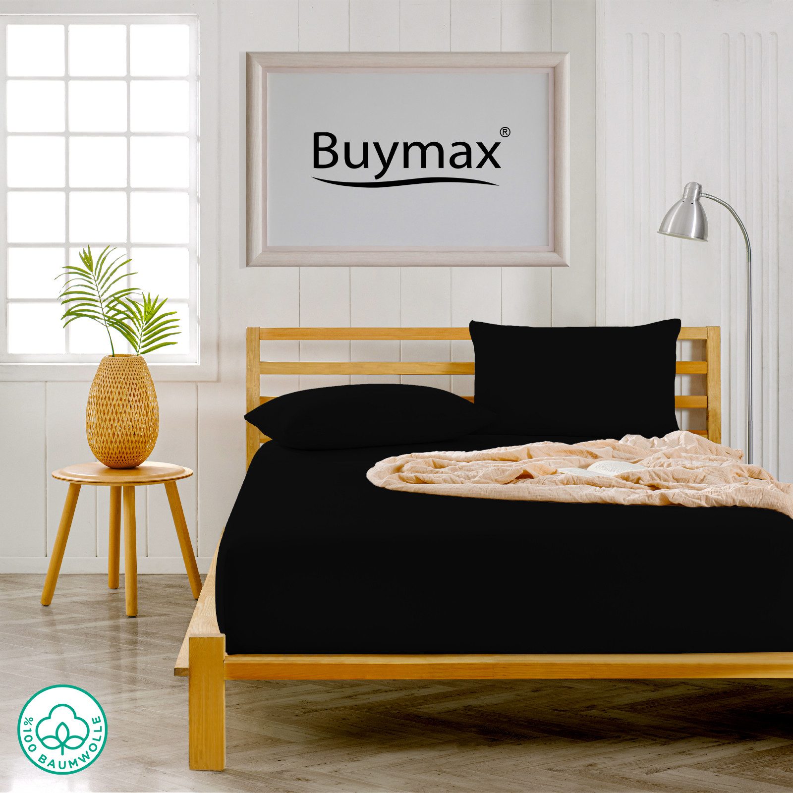 Buymax Kissenbezüge Kissenbezug 100% Baumwolle Premium Jersey, (2 Stück), Kissenhüllen, Reißverschluss, atmungsaktiv, unifarben, einfarbig