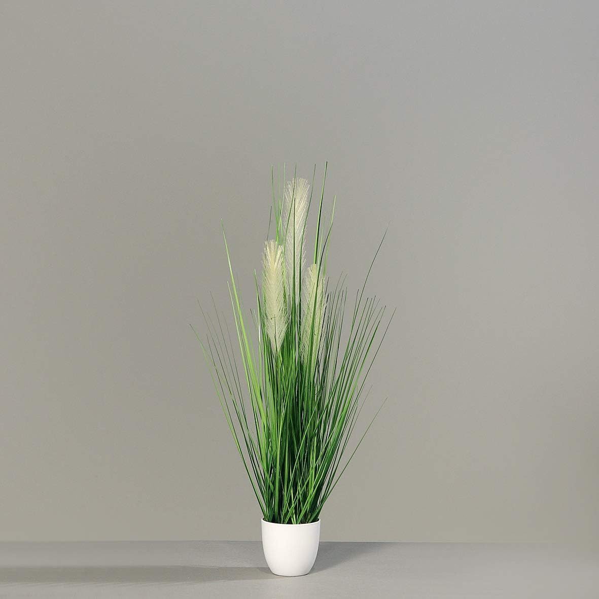 Kunstgras Palmengras-Busch im weißen Topf, 80 cm, Kunstgras Grasarrangement