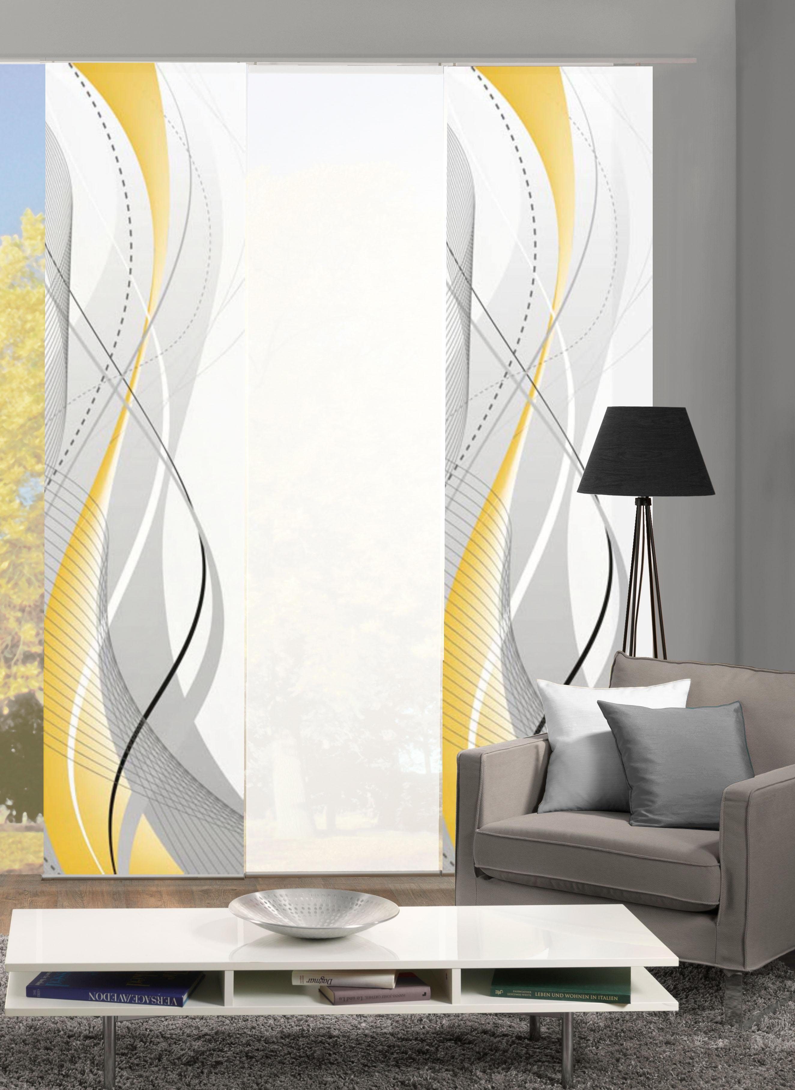 HOME WOHNIDEEN Schiebegardine CARLISLE 3ER SET (3 St), Paneelwagen, halbtransparent, Microfaser, HxB: 245x60