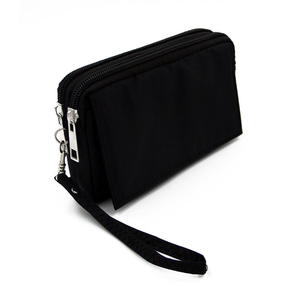 K-S-Trade Handyhülle für Xiaomi Redmi Note 11 Global, TOP SET Handy Hülle Gürteltasche schwarz + Kopfhörer Travel Bag