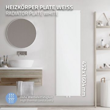 LuxeBath Heizkörper Zimmerheizung Wandheizkörper Designheizkörper, Weiß 452x1600mm Mittelanschluss