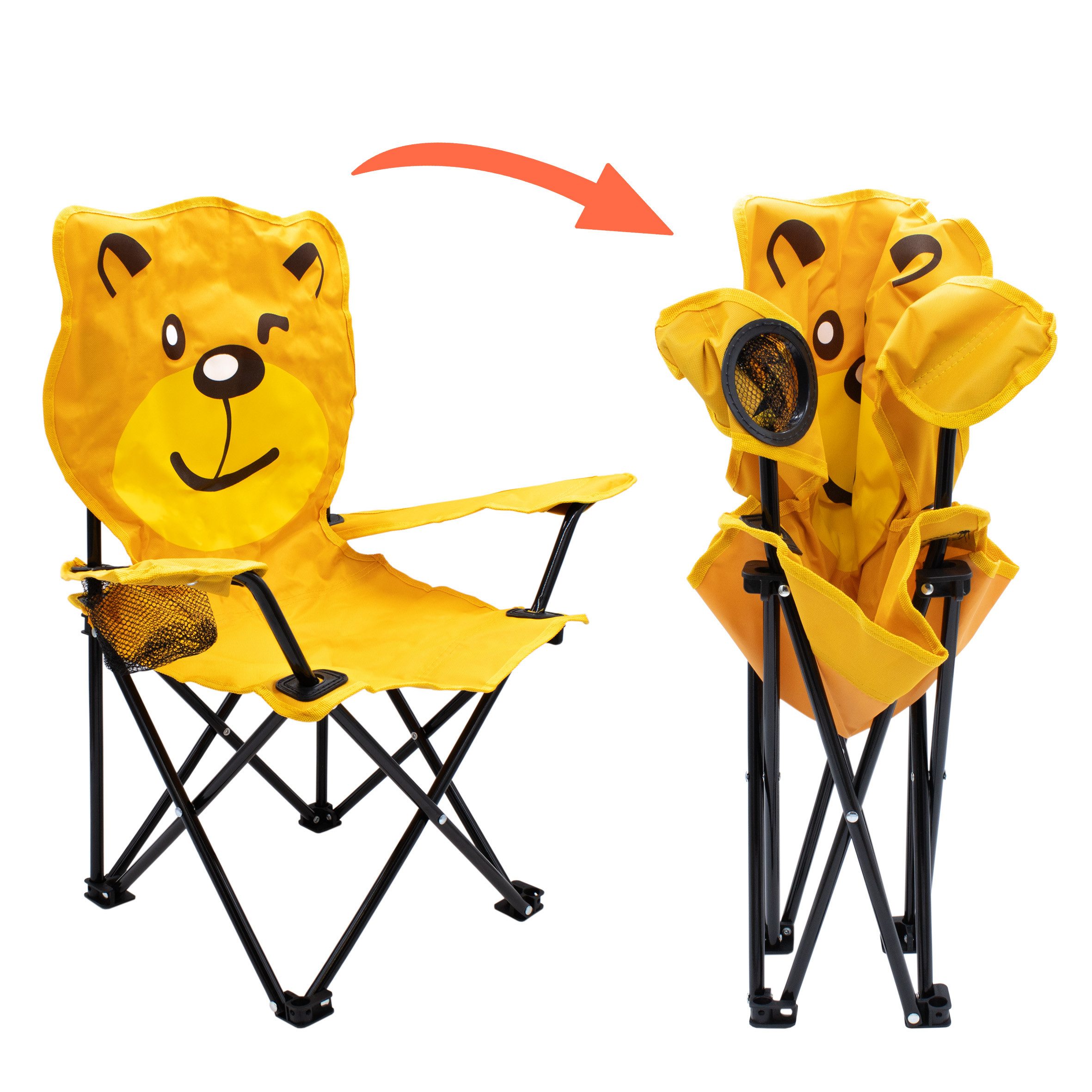 Spetebo Campingstuhl Kinder Campingstuhl mit Getränkehalter (Stück, 1 St), Garten Kinderstuhl faltbar mit Tragetasche