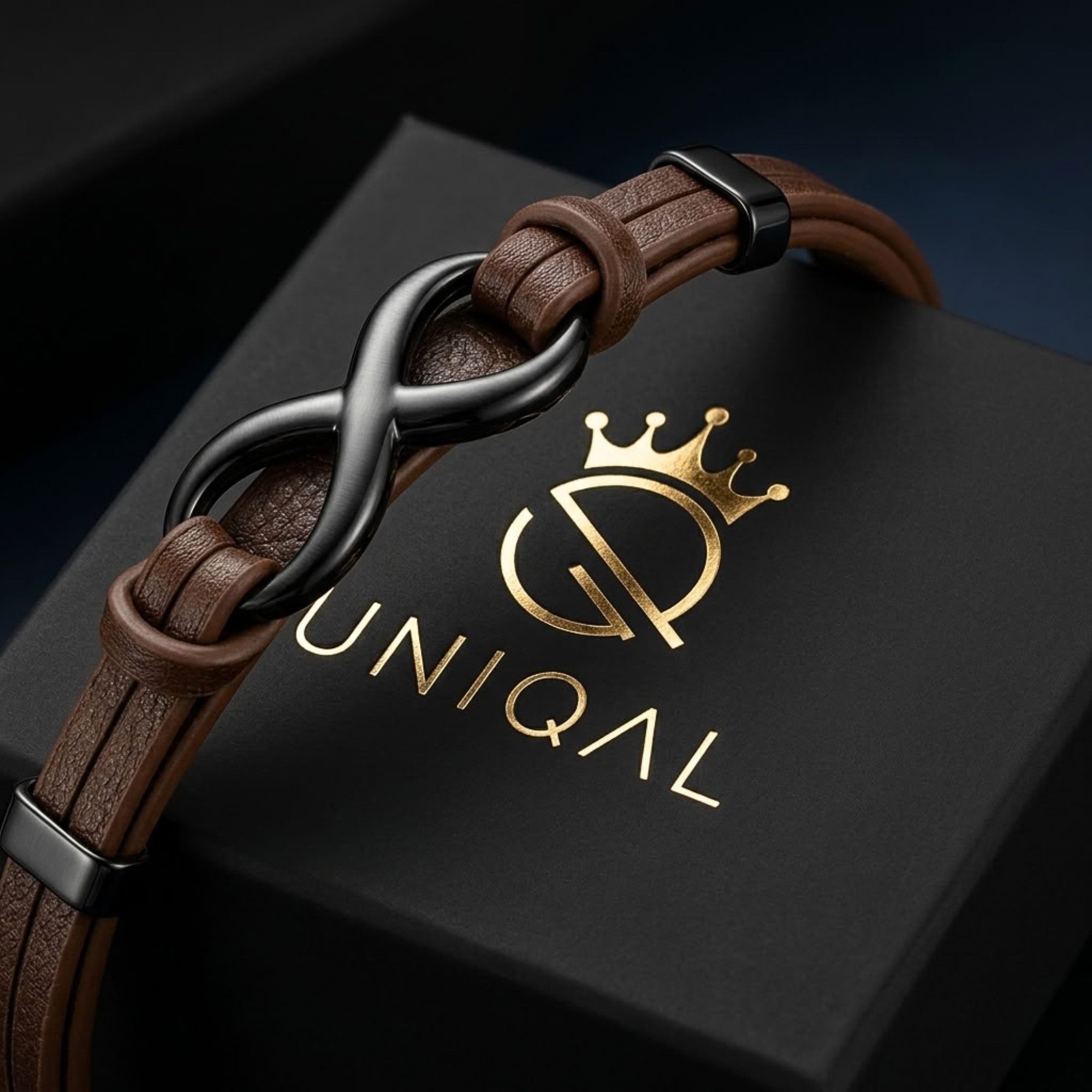 UNIQAL.de Lederarmband Unendlichkeit Leder Armband "INFINITY" Herren (Edelstahl, Echtleder, Casual Style, Handgefertigt), Designed in Germany – Bild 2 von 5