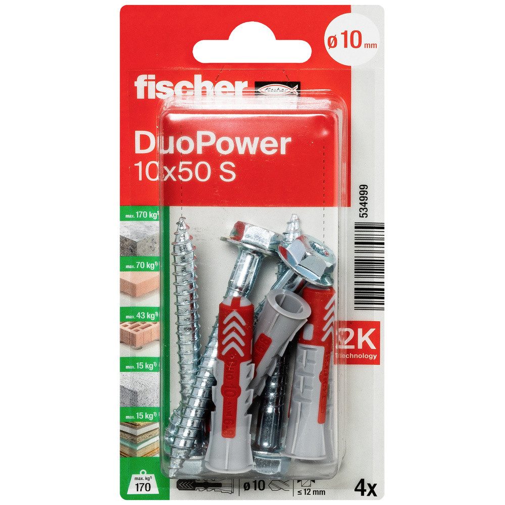 Thumbnail - Fischer Dübel-Set Fischer 534999 DuoPower 10 x 50 S K NV Dübelset 50 mm 10 mm 1 Set