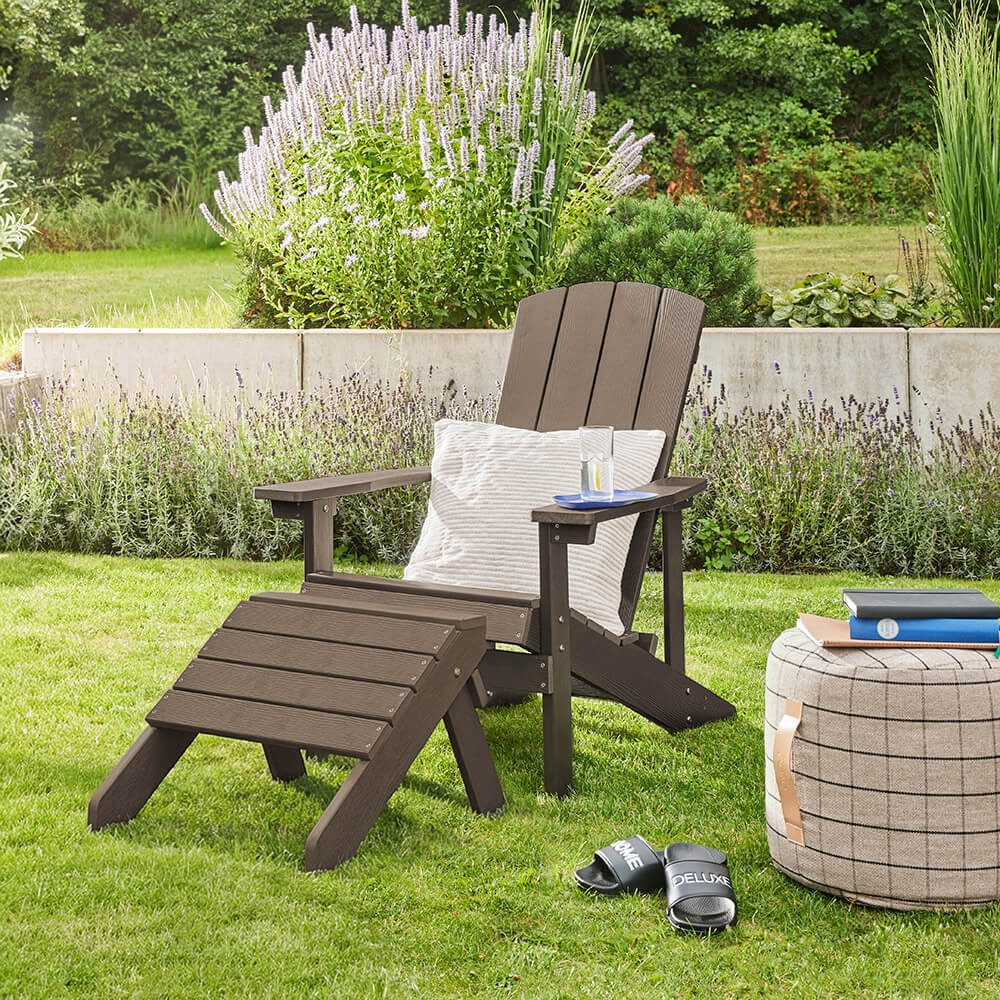 HOME DELUXE Gartenstuhl FAREA - Adirondack (1 St), mit breiten Armlehnen, Gartensessel, Loungesessel