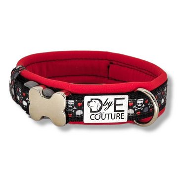 D by E Couture Hunde-Halsband "Skulls & Hearts V", gepolstert, verstellbar, 20mm breit, Handmade