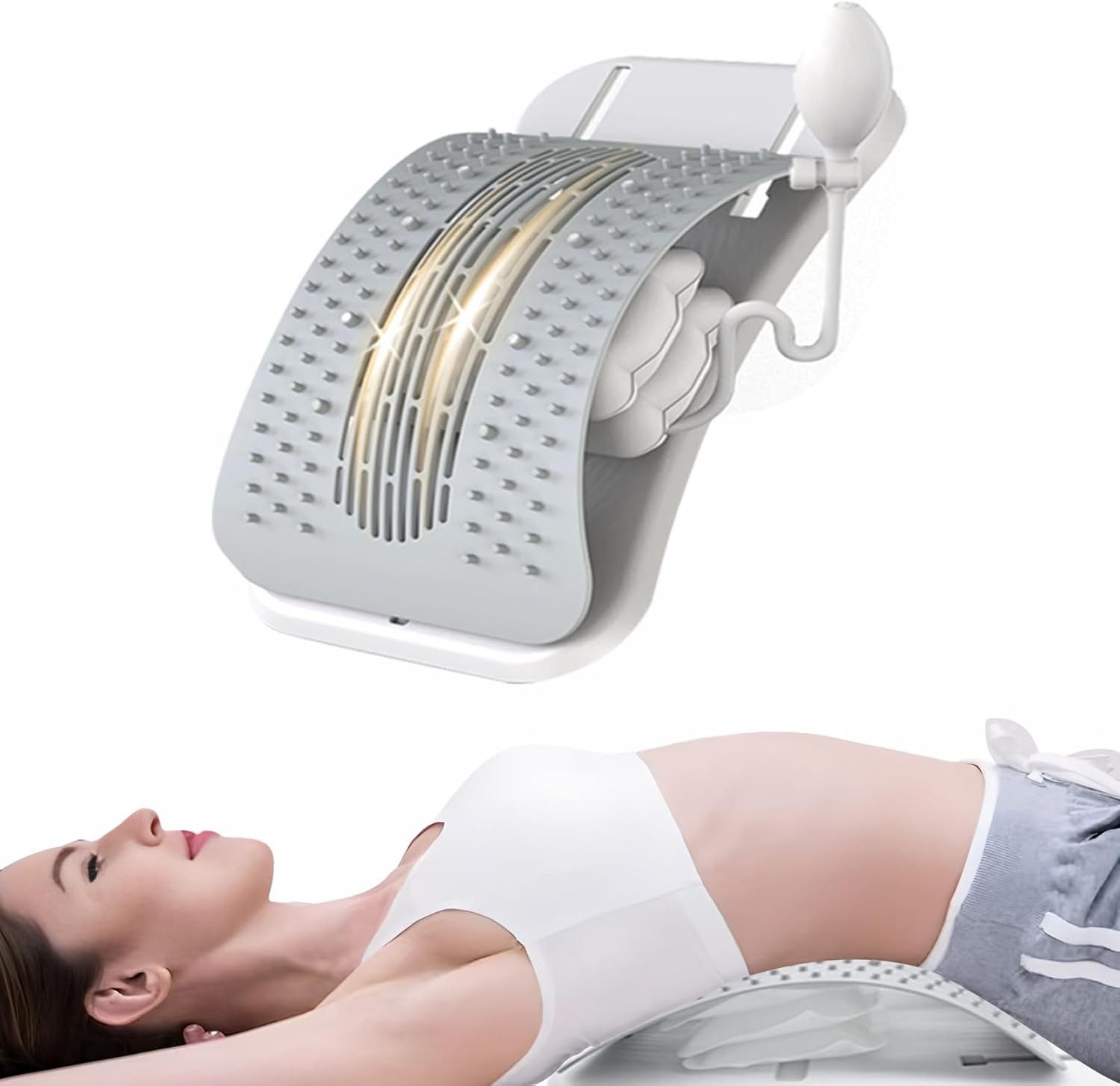 MOPUEA Rückenstrecker Rückenstrecker mit Airbag Stütze verstellbar Ergonomisches Design (Rückenstrecker Set für Rückenentspannung und Haltungstraining, Verstellbarer Rückenstrecker mit Airbag Stützdesign und Polster), Airbag Stütze verstellbarer Bogen 8 M