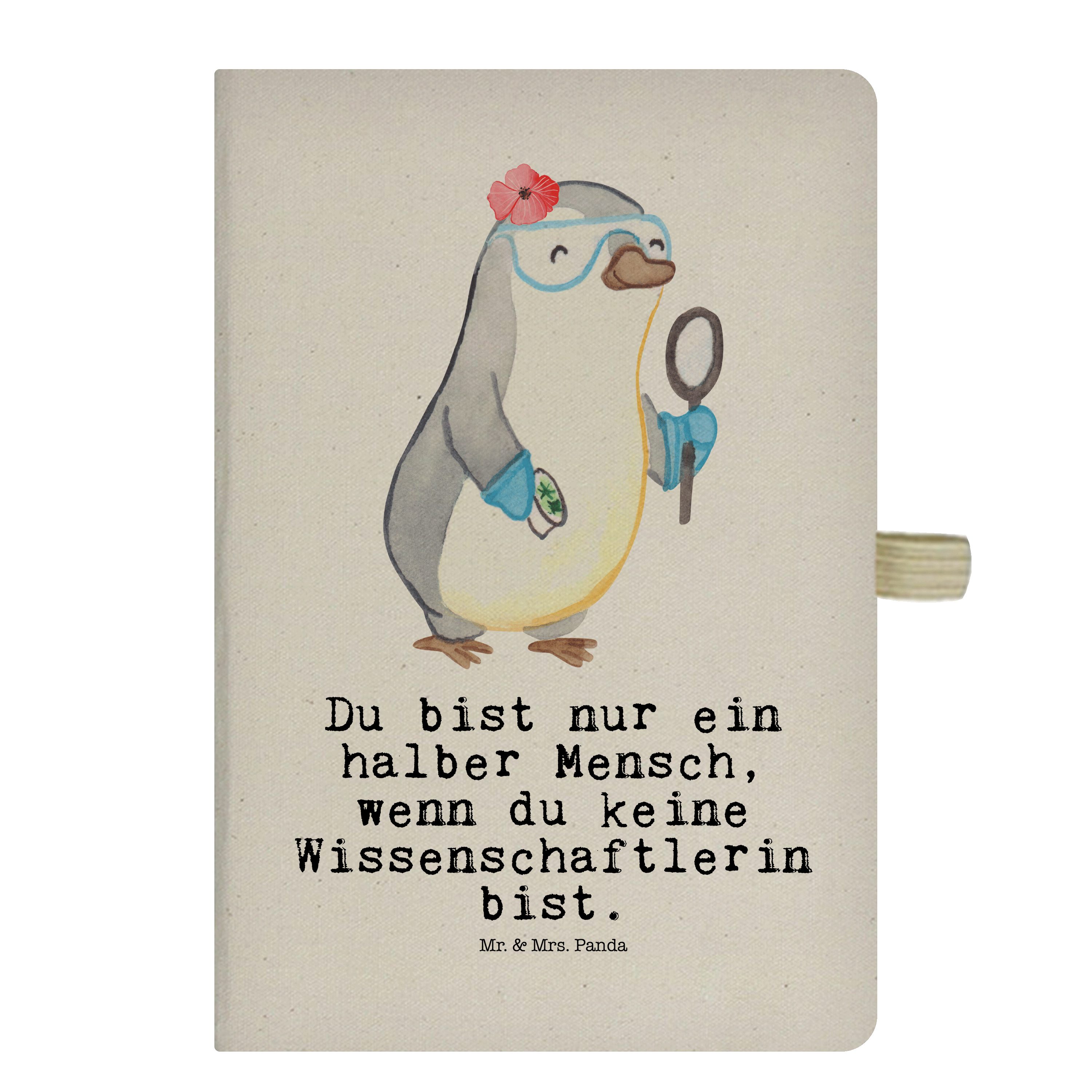 Mr. & Notizbuch Transparent Herz verrückt, & Mrs. Geschenk, Mr. Wissenschaftlerin Panda - mit Panda Mrs. - Eintra