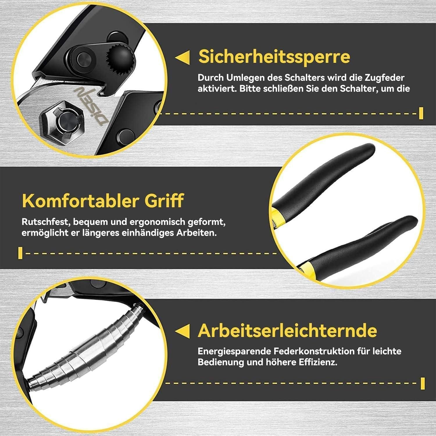 LuxusKollektion Bowdenzugschneider Drahtseilschneider bis 5 mm Stahl mattgriff