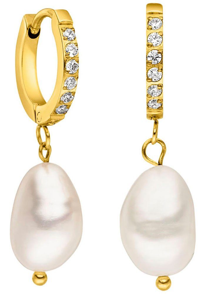 Purelei Paar Серьги-кольца Schmuck Geschenk Malahi Серьги, 2024-Earring-Malahi, Made in Germany - mit Zirkonia (synth) - mit Süßwasserzuchtperle