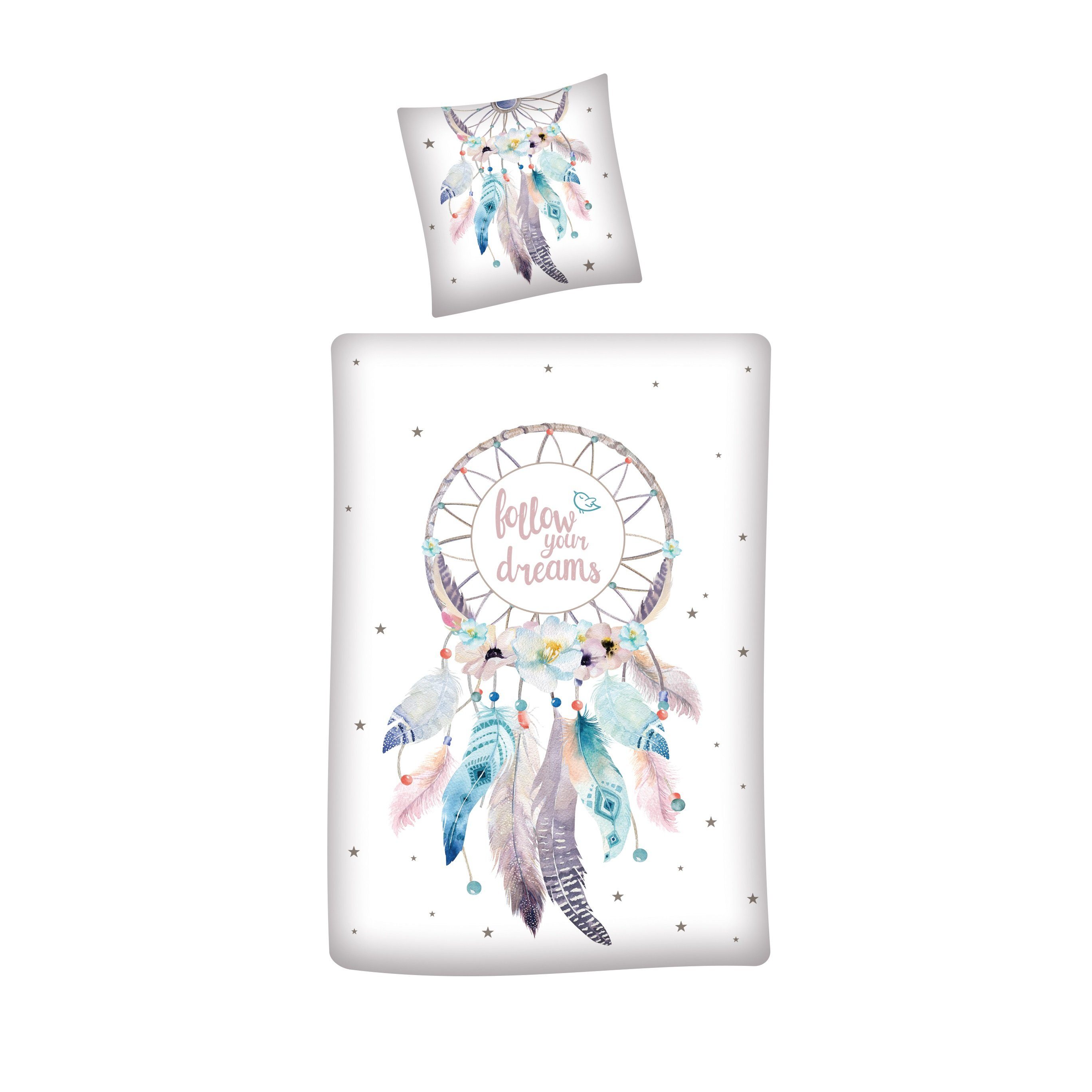 Familando Jugendbettwäsche rosa mit Traumfänger Motiv günstig online kaufen