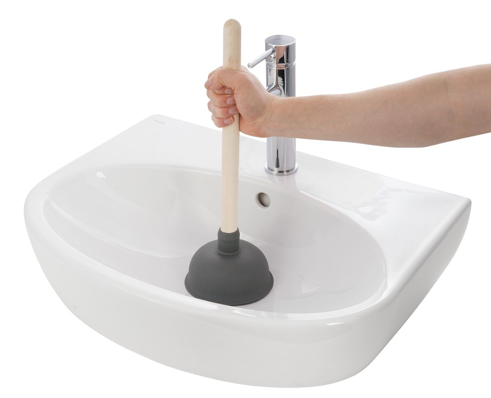 WC, L: Dusche, cm, Pümpel und Wanne, Abflussreiniger, tlg., (1 aquaSu Holzstiel), Anthrazit, 41.5 250863 Waschbecken für mit Urinal,