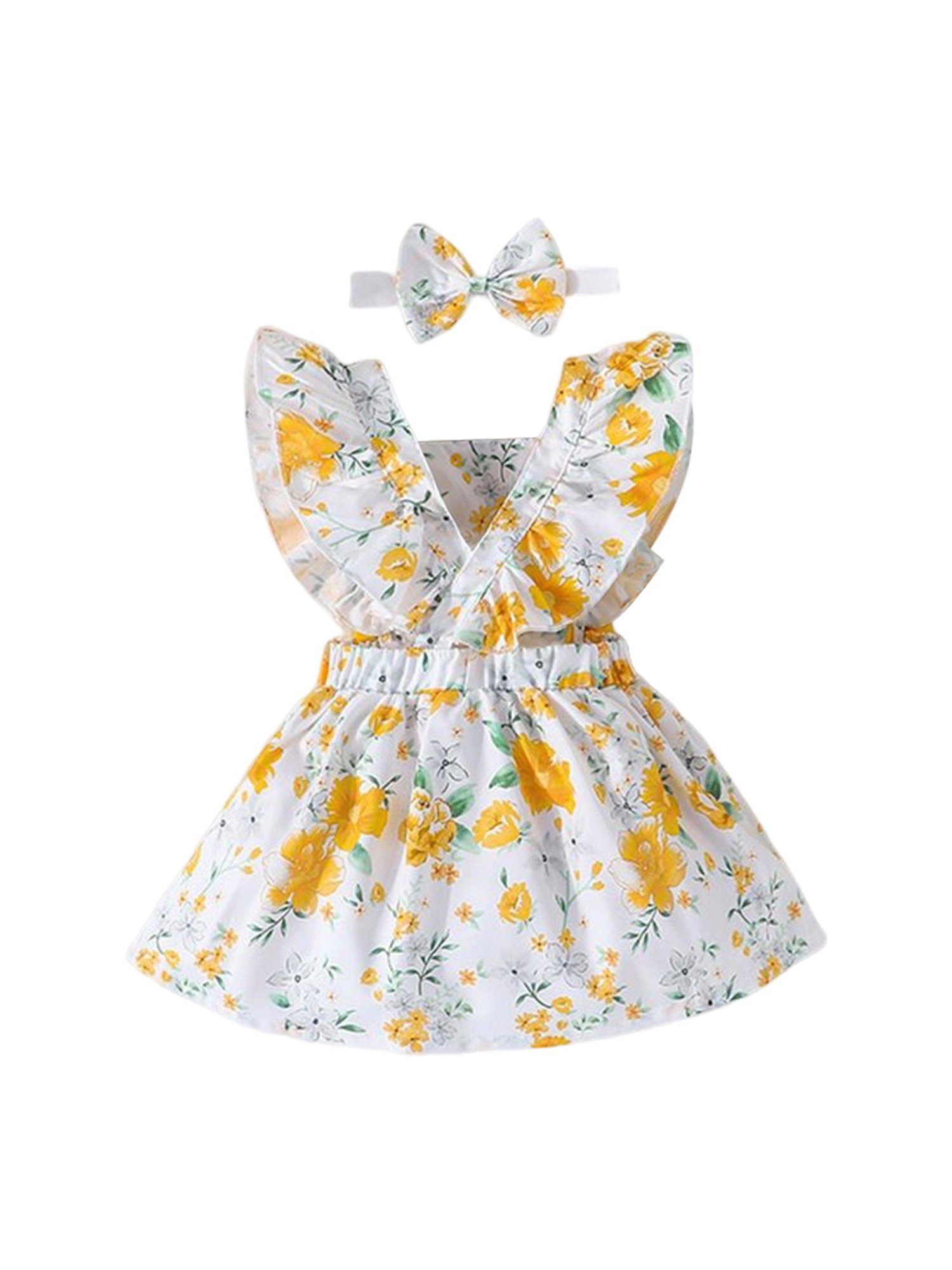 LAPA Rüschen Baby knielanges Blumendruck Druckkleid Sommerkleid mit (2-tlg)