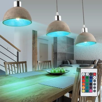 etc-shop LED Pendelleuchte, Leuchtmittel inklusive, Warmweiß, Farbwechsel, Decken Hänge Lampe Wohn Zimmer Holz Gold Fernbedienung dimmbar im Set