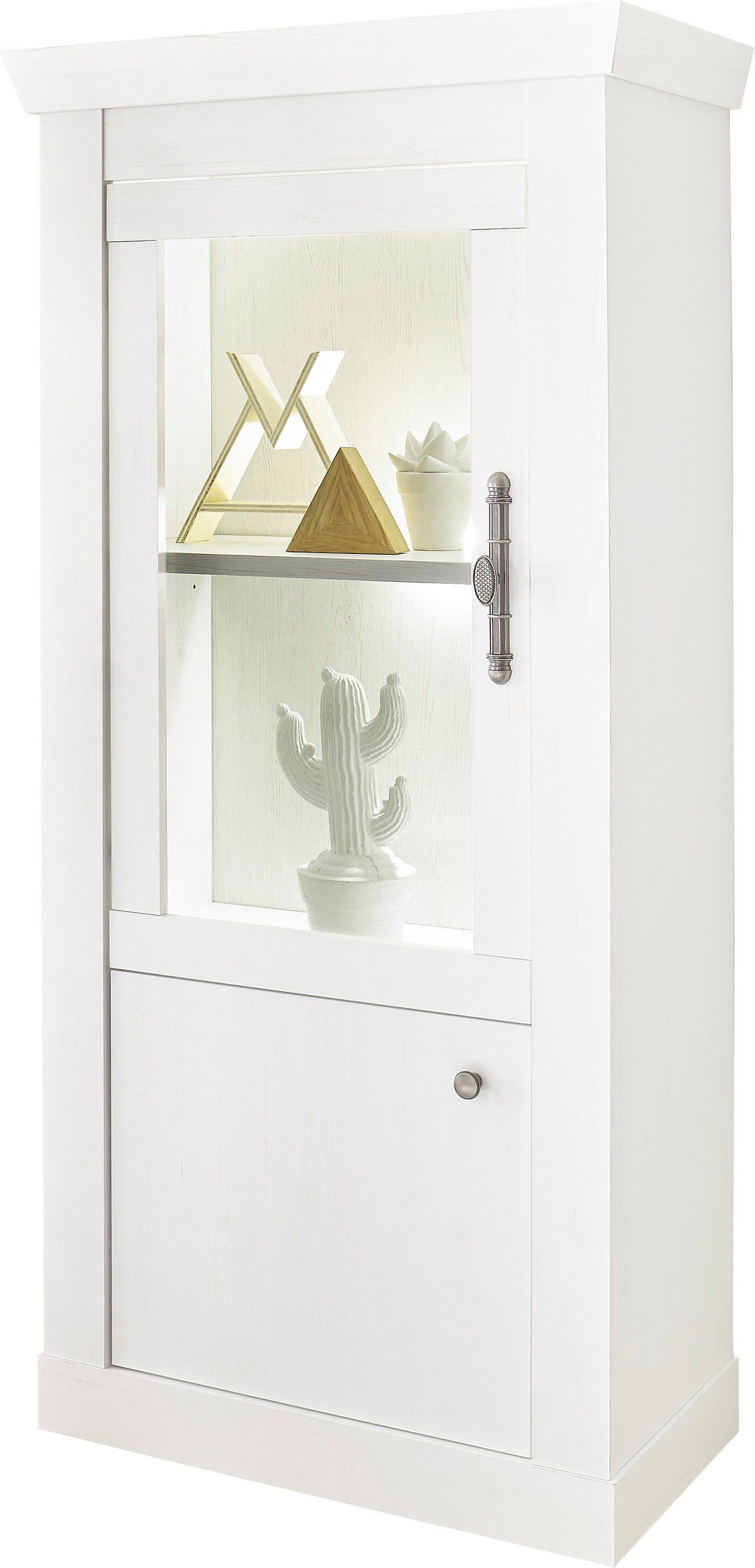 Home affaire Vitrine RAVENNA im romantischen Landhausstil, Griff aus Metall, Höhe 146 cm