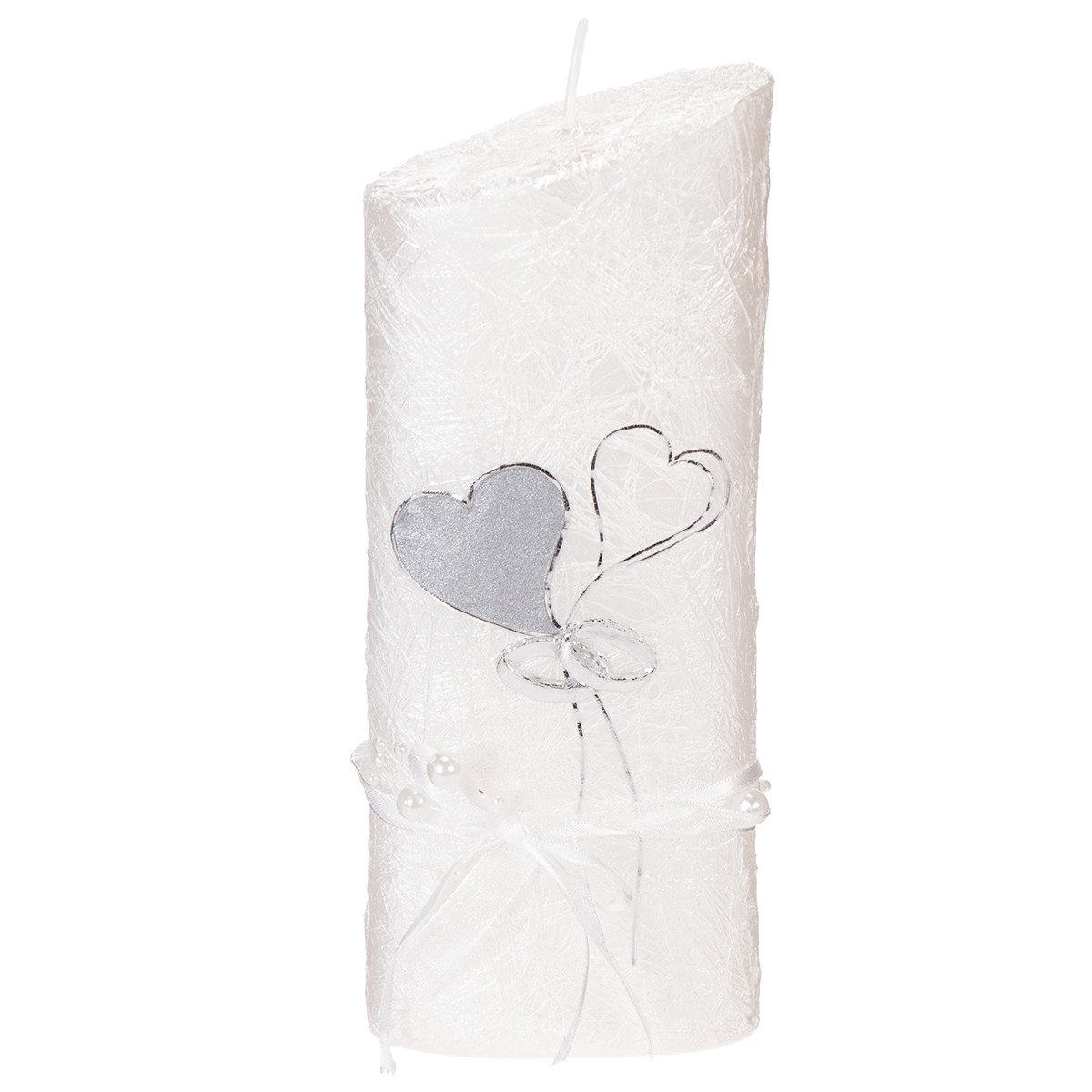 Wiedemann Kerzen Bastelnaturmaterial Elegante Hochzeitskerze mit Herzen und Ringen für festliche