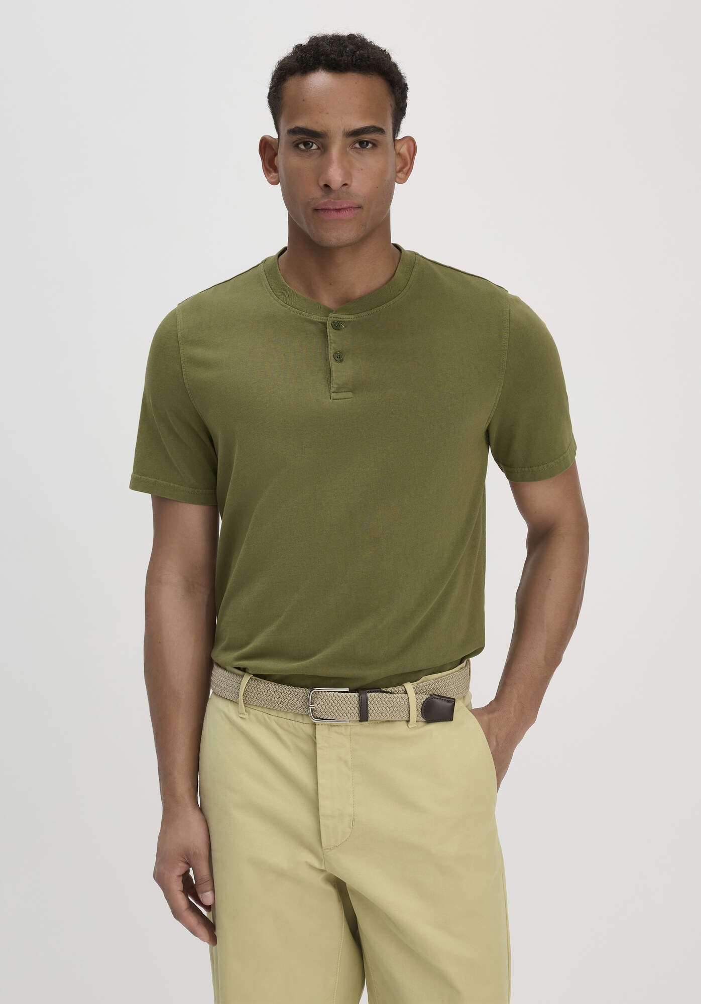 Hessnatur T-Shirt Heavy Jersey Henley Relaxed aus reiner (1-tlg)