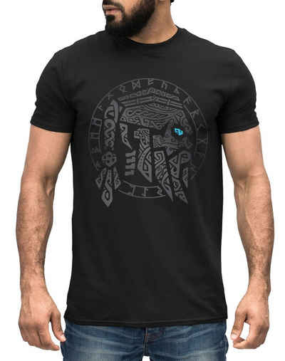 Neverless Print-Shirt Herren T-Shirt Odin Ragnar Gott Nordisch Runen Valhalla Wikinger Nordmänner Mythologie Neverless® mit Print