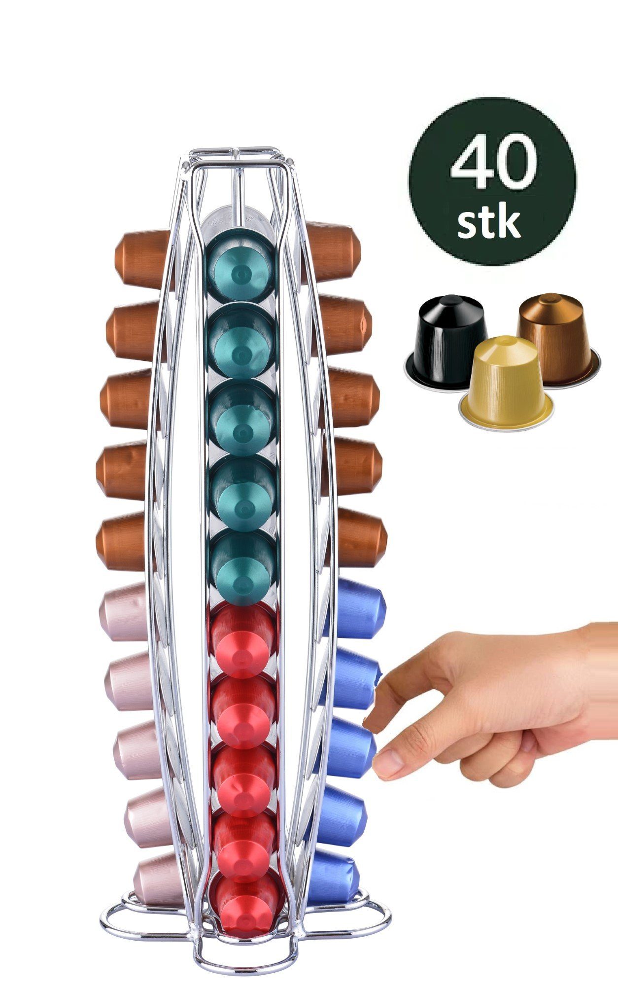 Kapselhalter Kaffeekapsel Ständer Halter für 40 Kapseln kompatibel mit Nespresso