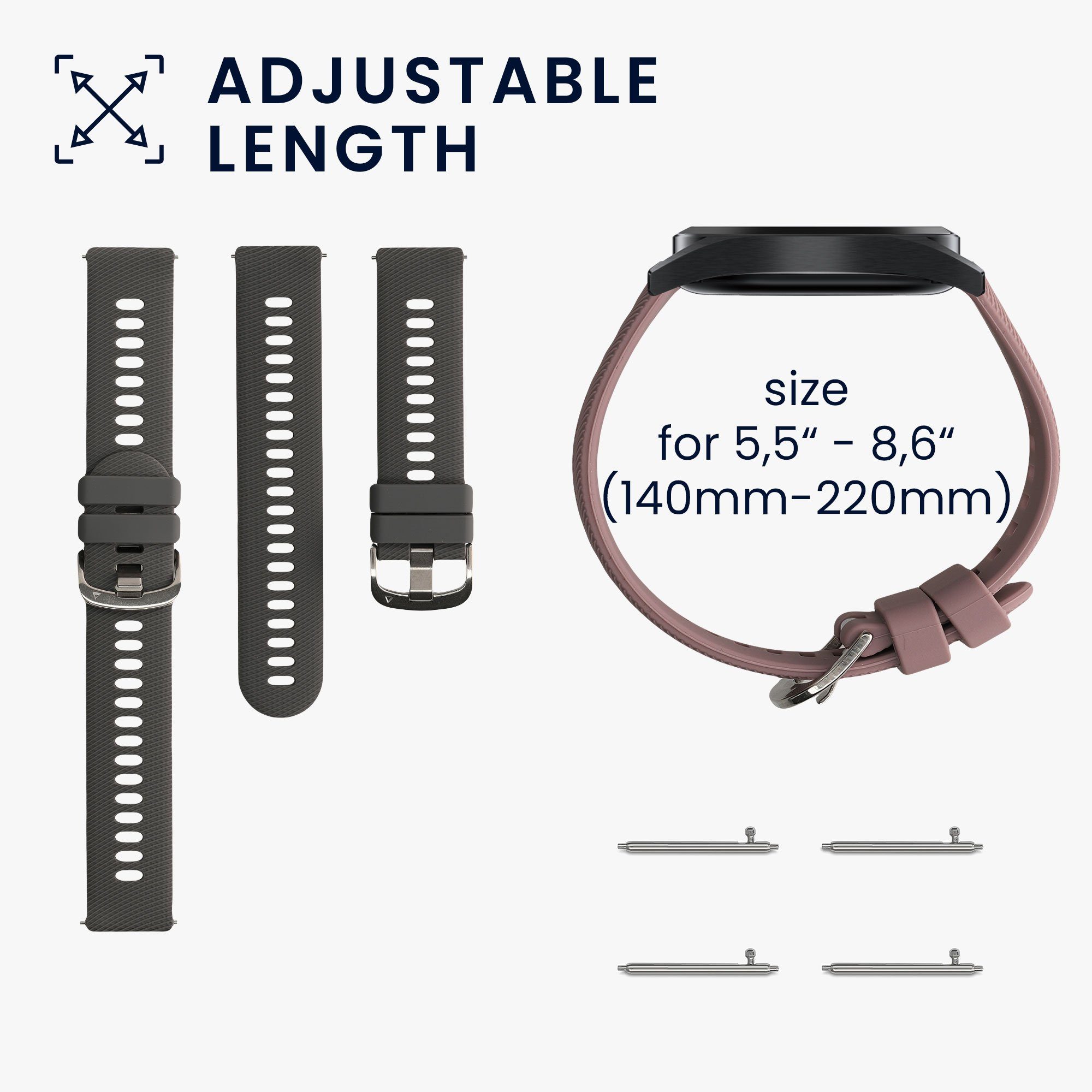 Sportarmband Armband 22mm, P66 Fitnesstracker für 2x Set TPU Popglory Silikon kwmobile Uhrenarmband