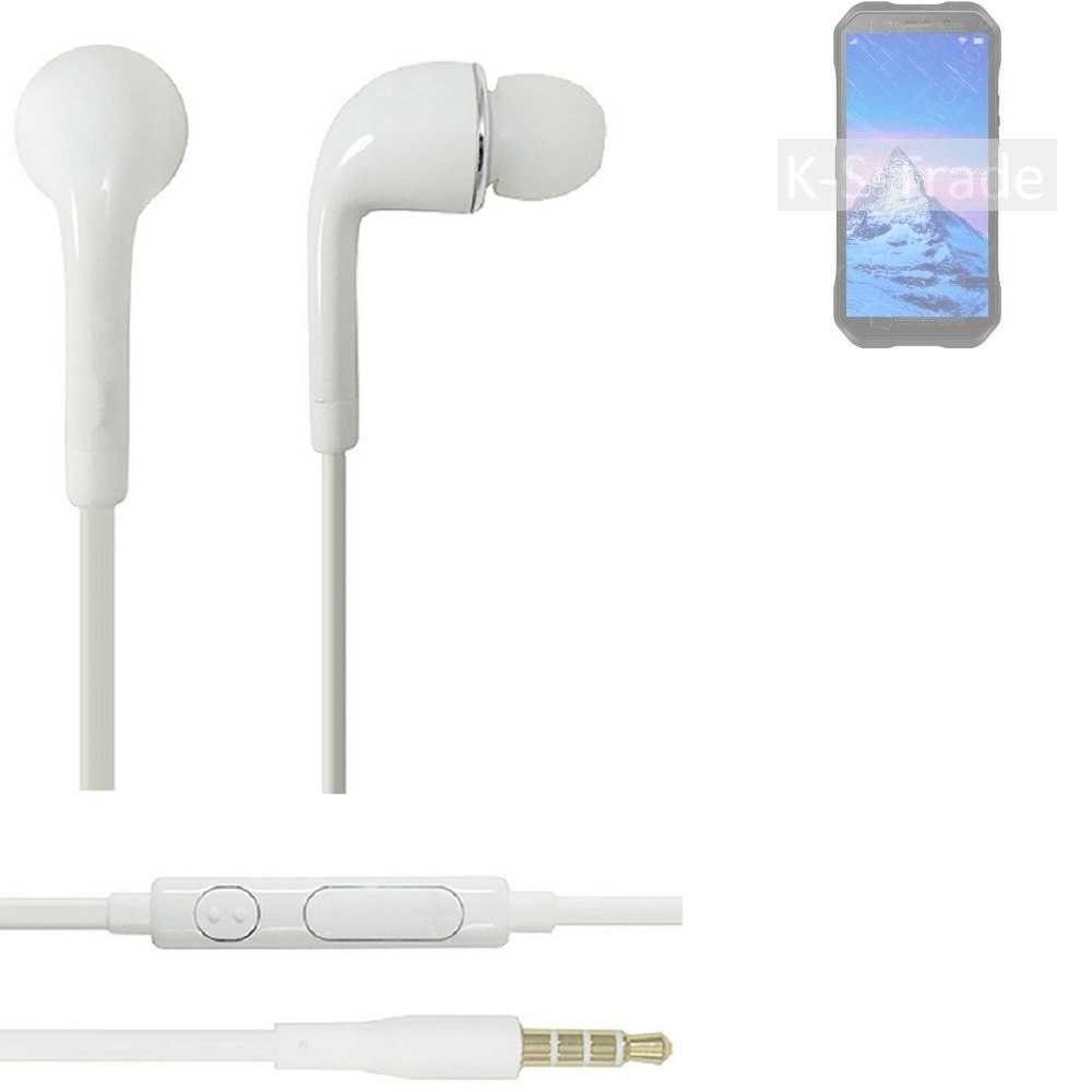 K-S-Trade für Doogee S61 In-Ear-Kopfhörer (Kopfhörer Headset mit Mikrofon u Lautstärkeregler weiß 3,5mm)