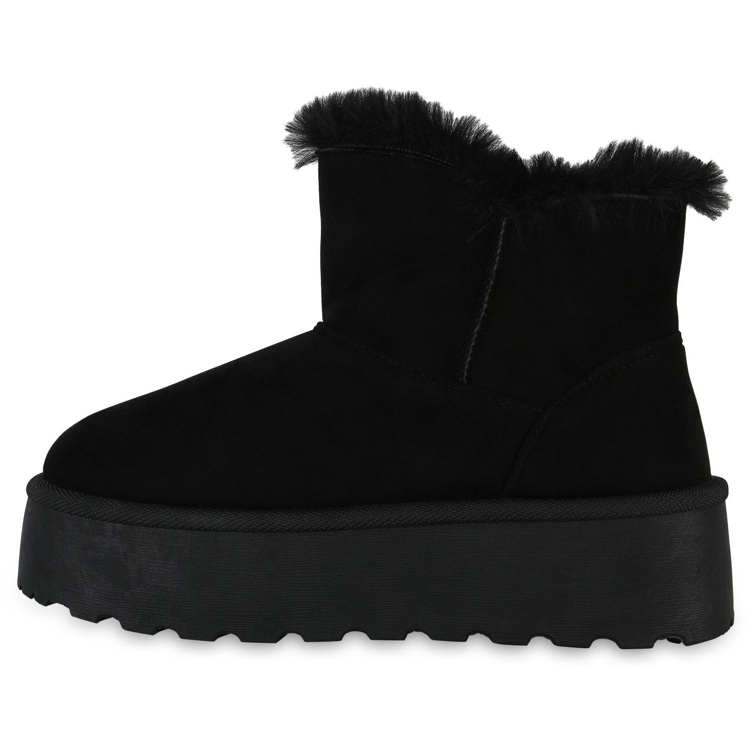 VAN HILL 840870 Winterstiefelette Damen Warm Gefütterte Winter Boots Bequeme Zipper Plateau