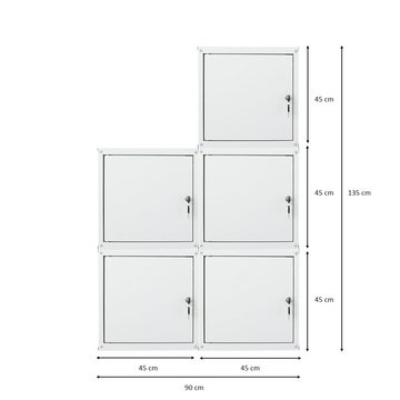 PROREGAL® Spind Mega Deal 5x Schließfachwürfel Cubic XL, HxBxT 45x45x45cm, Grau