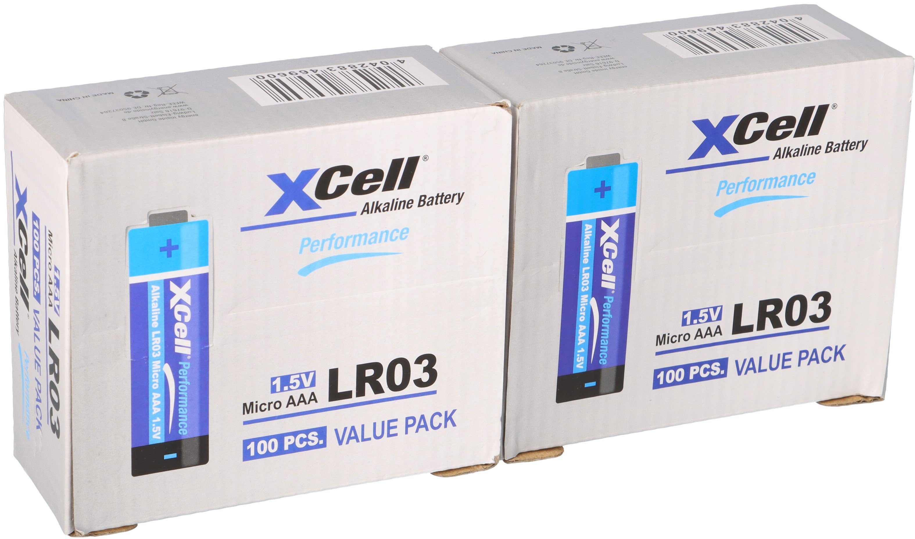 XCell 200x XCell AAA LR03 Micro Super Alkaline 1,5V Batterie Batterie