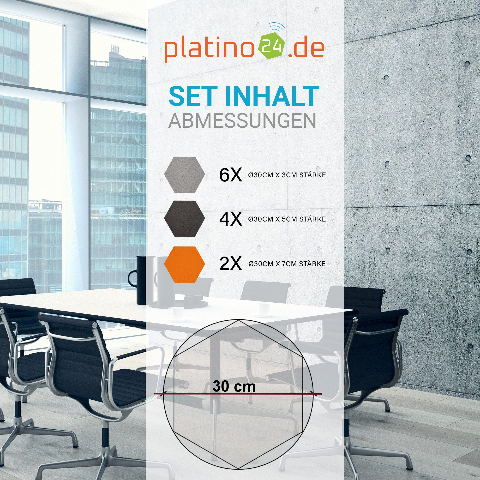 platino24 Akustikplatte platino24 Akustikpaneele 12 Elemente Edition LOFT 3D I Ø 300mm
