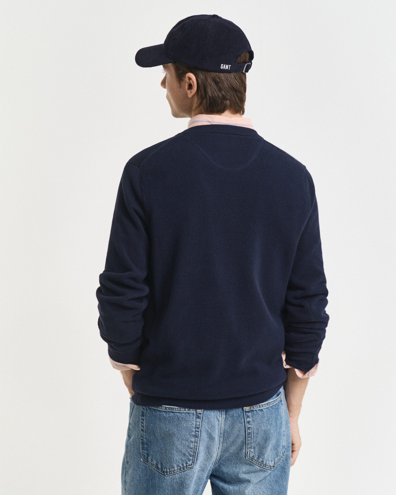 Gant Rundhalspullover COTTON PIQUE C-NECK mit Logostickerei auf der Brust