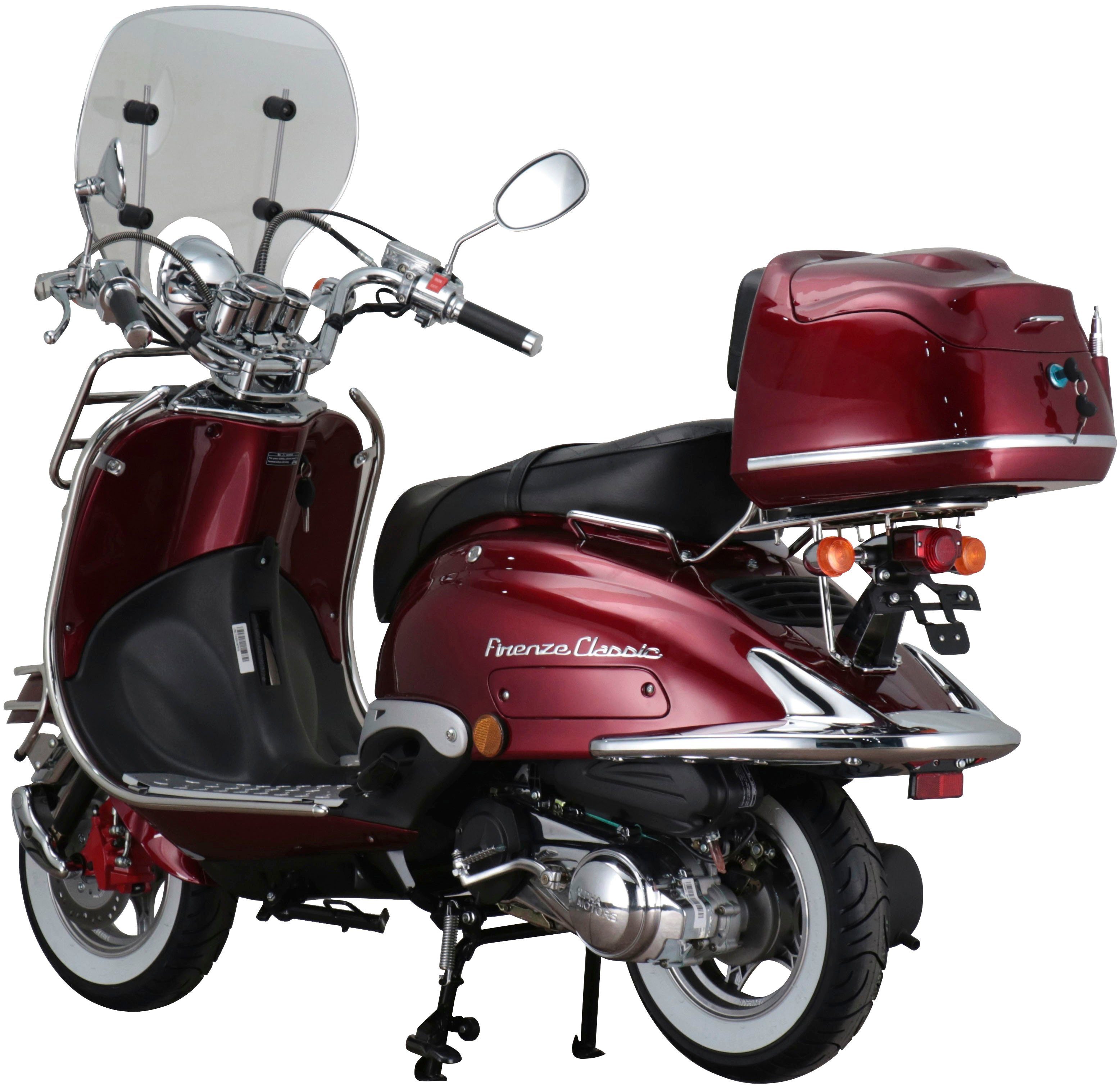 Alpha Motors 5, 125 85 Firenze Classic, (Komplett-Set) Retro ccm, km/h, weinrot Motorroller Euro