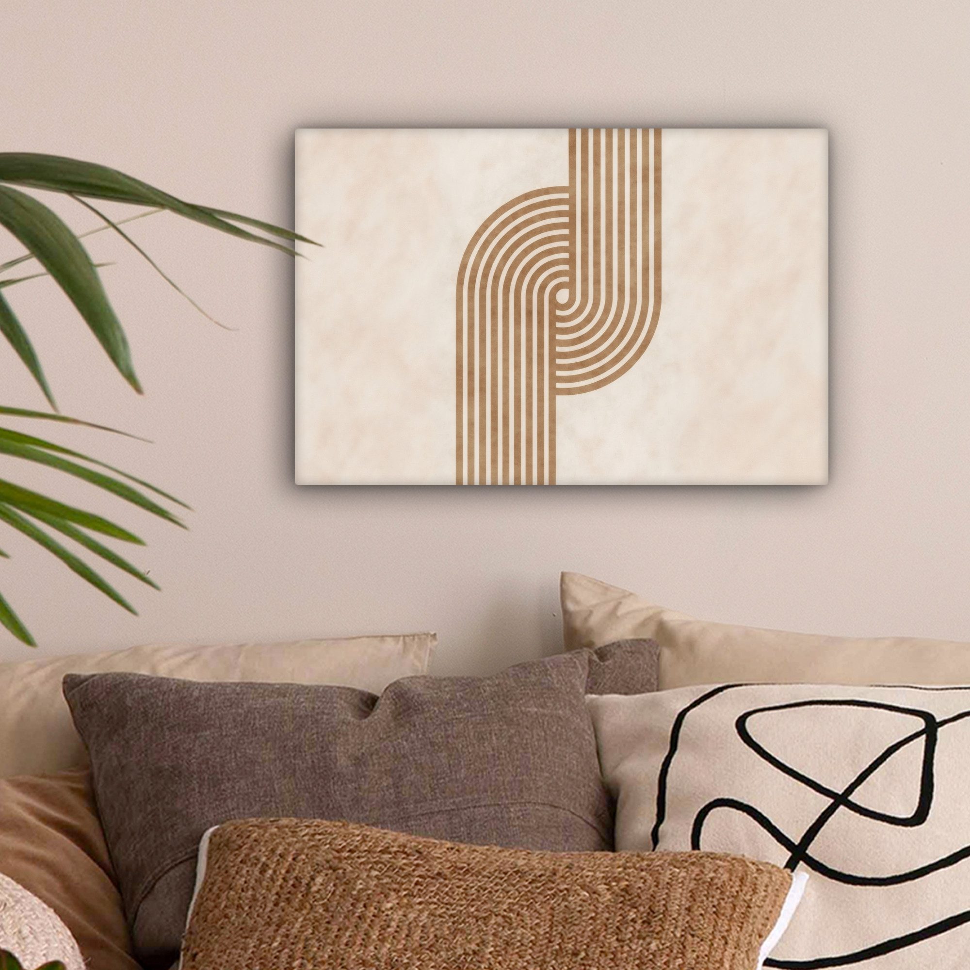 OneMillionCanvasses® Leinwandbild Symmetrische Biegung - kupferfarbig, Fotodruck (1 St), Leinwand Bilder Klein, Wand Dekoration Aesthetic 30x20 cm