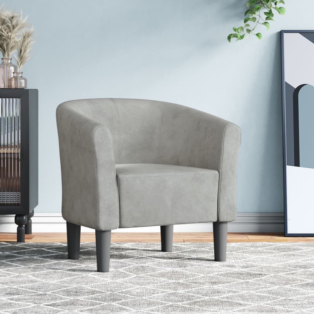 furnicato Cocktailsessel Moderner Clubsessel Hellgrau 70 x 56 x 68 cm mit Samtbezug und (1-St), Bequemer Sessel mit Schaumstoffpolsterung für das Wohnzimmer