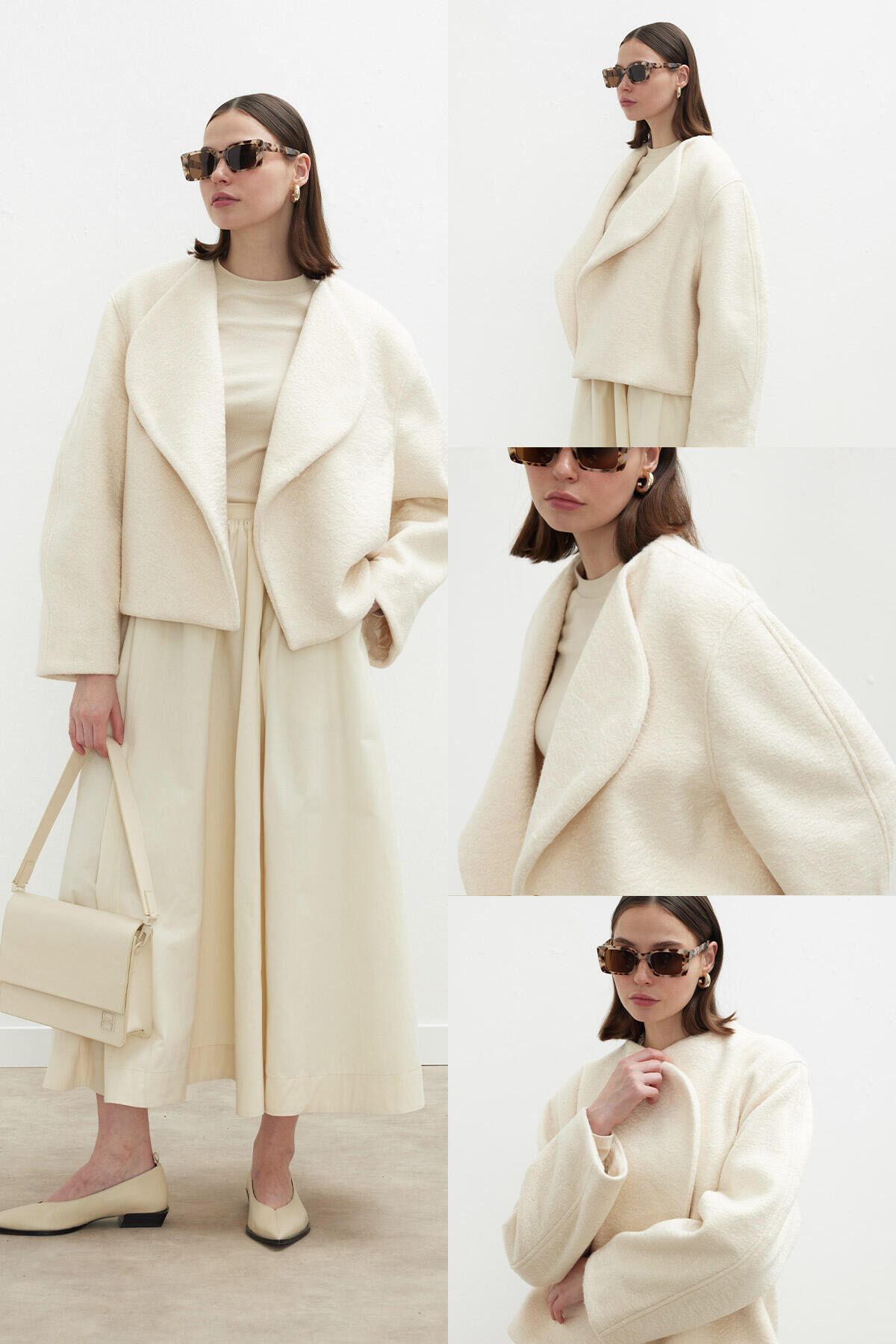 MANUKA Wintermantel JACQUELINE Kurzer Veloursmantel Creme