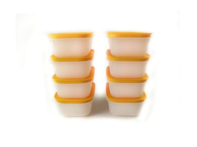 Tupperware Frischhaltedose “Eis-Kristall 450 ml (8) weiß/orange + SPÜLTUCH”