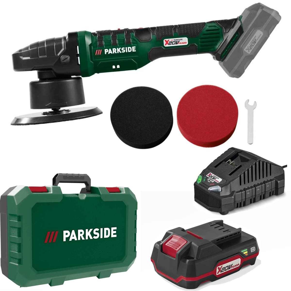 Parkside Akku-Hochentaster PARKSIDE 20 V Akku-Poliermaschine PPMA 20-Li, Akku 2.0 AAh / Ladegerät