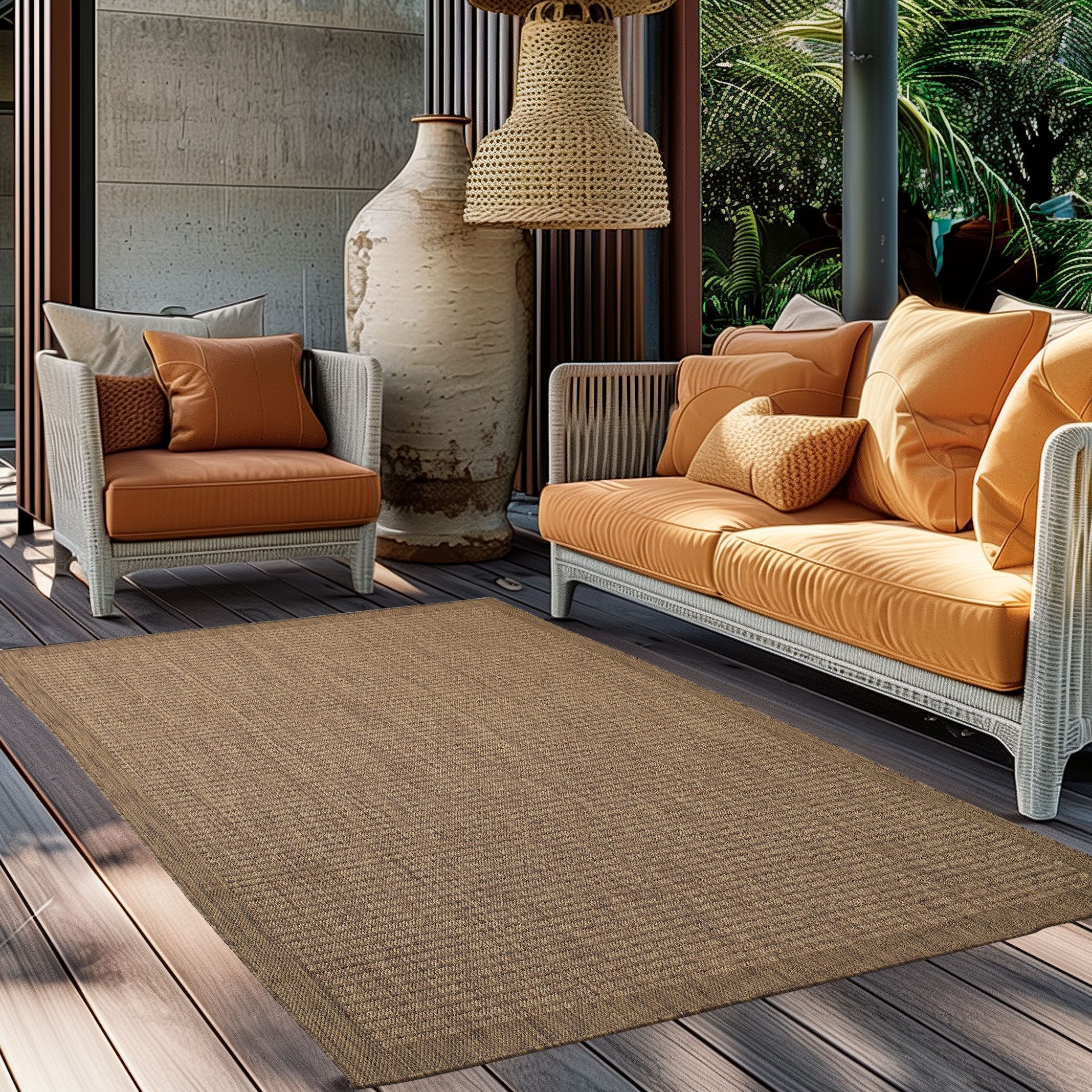 KADIMA DESIGN Outdoorteppich Flachgewebe Uni-Farbe Handwäsche günstig online kaufen